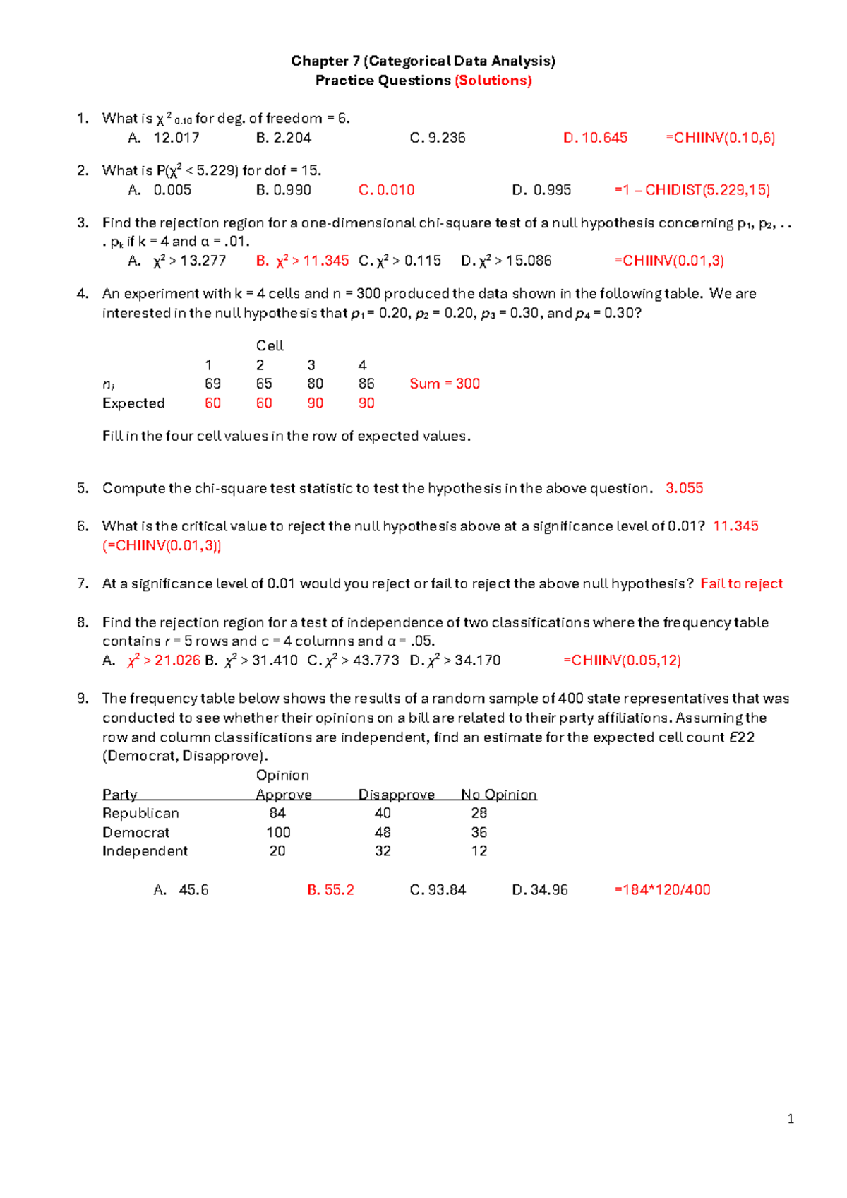 ISC207 Chapter 7 Categorical Data Analysis Practice Qs Solutions - Studocu