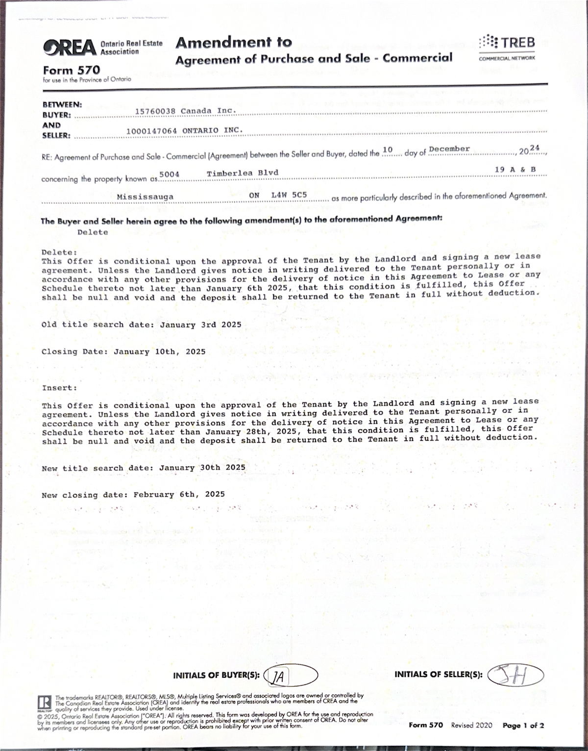 Associatio - sdsdsddsdd - OREA Ontario Real Estate Amendment to TREB ...