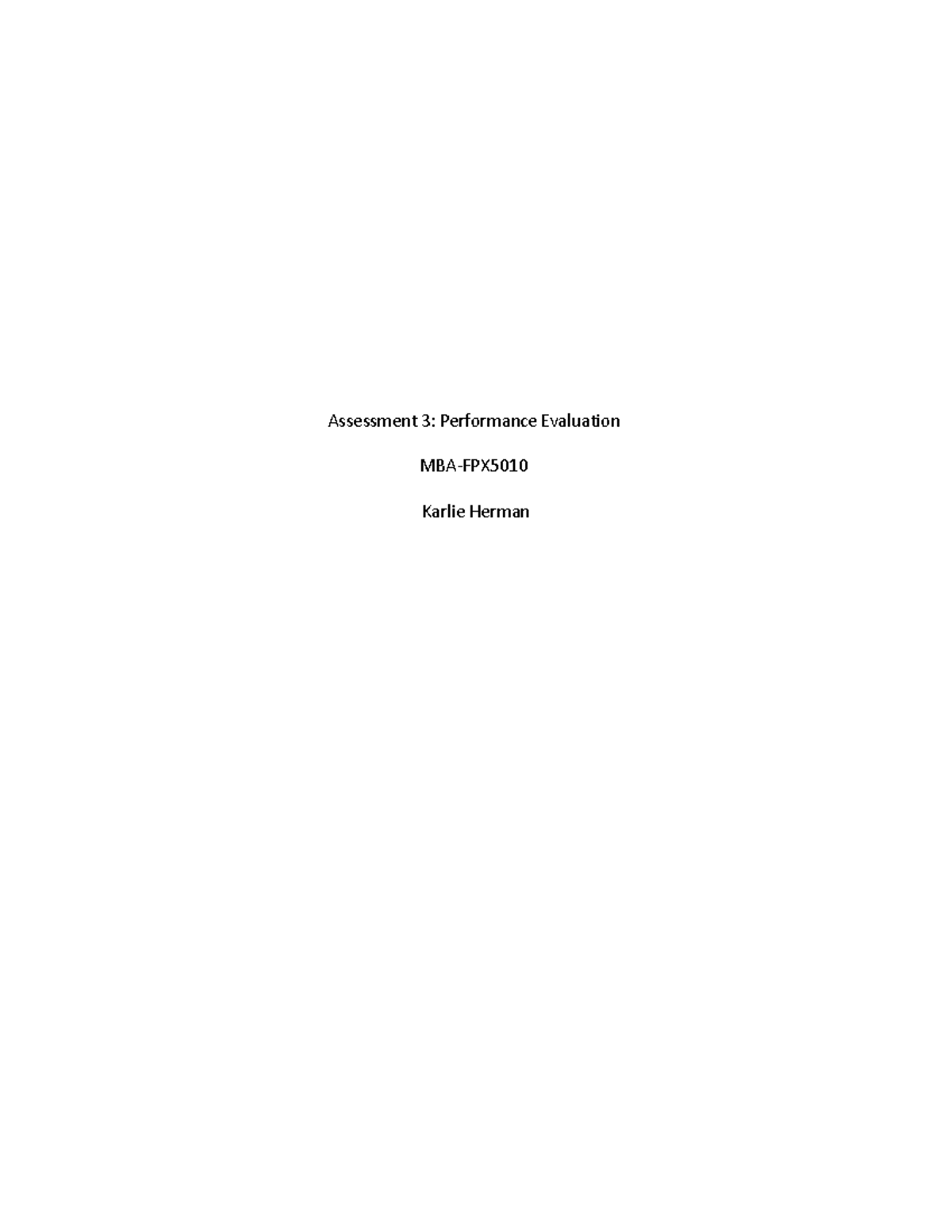 Assessment 3: MBA-FPX Performance Evaluation of Ace Company - Studocu