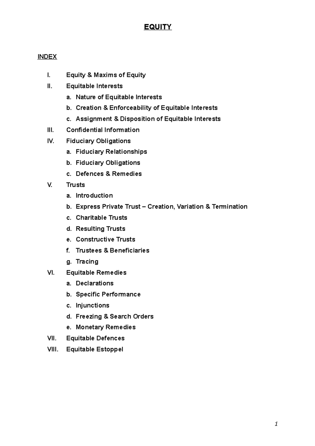 Equity Exam Summary: Key Concepts and Cases - LPAB - Studocu