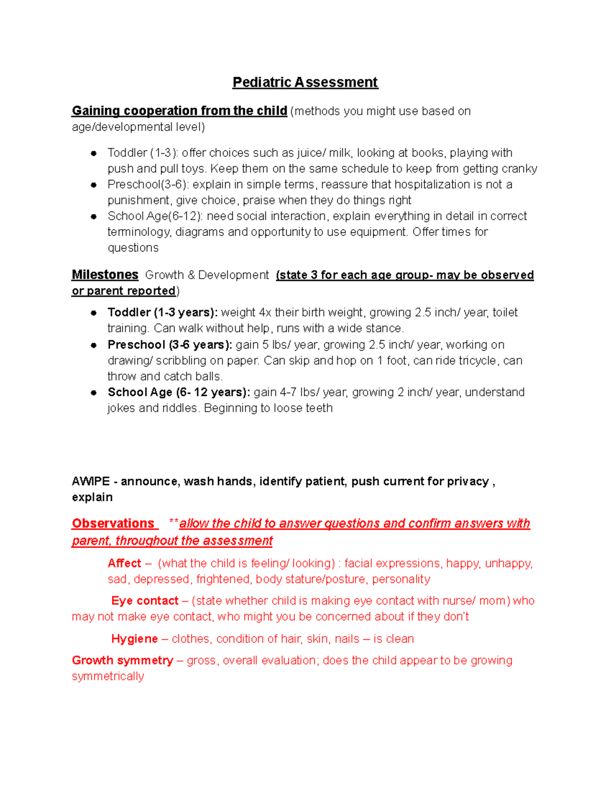 Pediatric assessment - practice - Pediatric Assessment Gaining ...