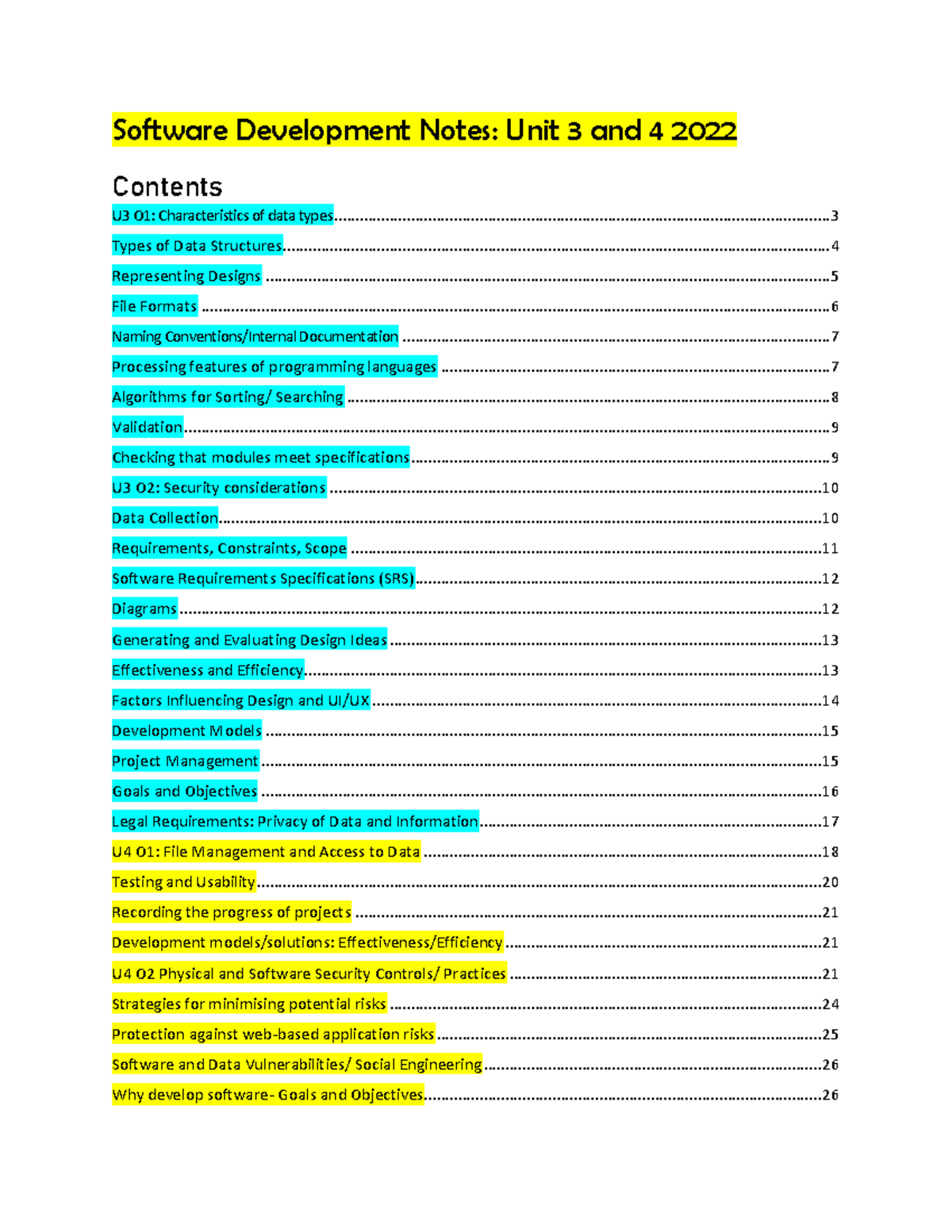 Software Development Notes U3 & U4 - Key Concepts and Techniques - Studocu