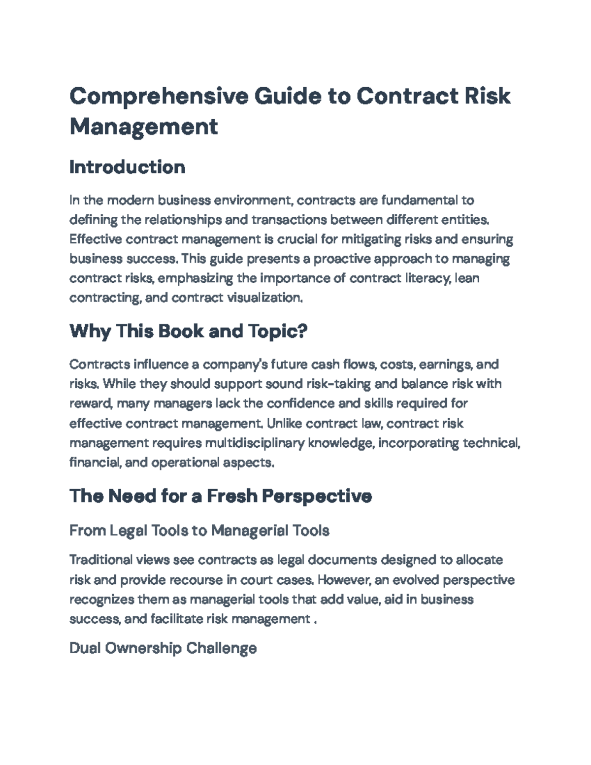 Contract Risk Management Strategies: A Comprehensive Guide - Studocu
