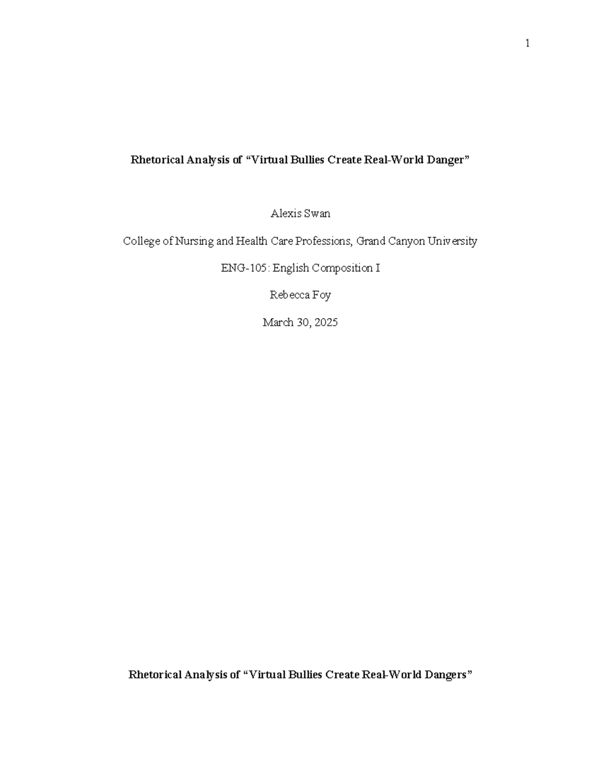 ENG 105ONL T4 Review Essay Self Review and Evaluation Guide - Studocu