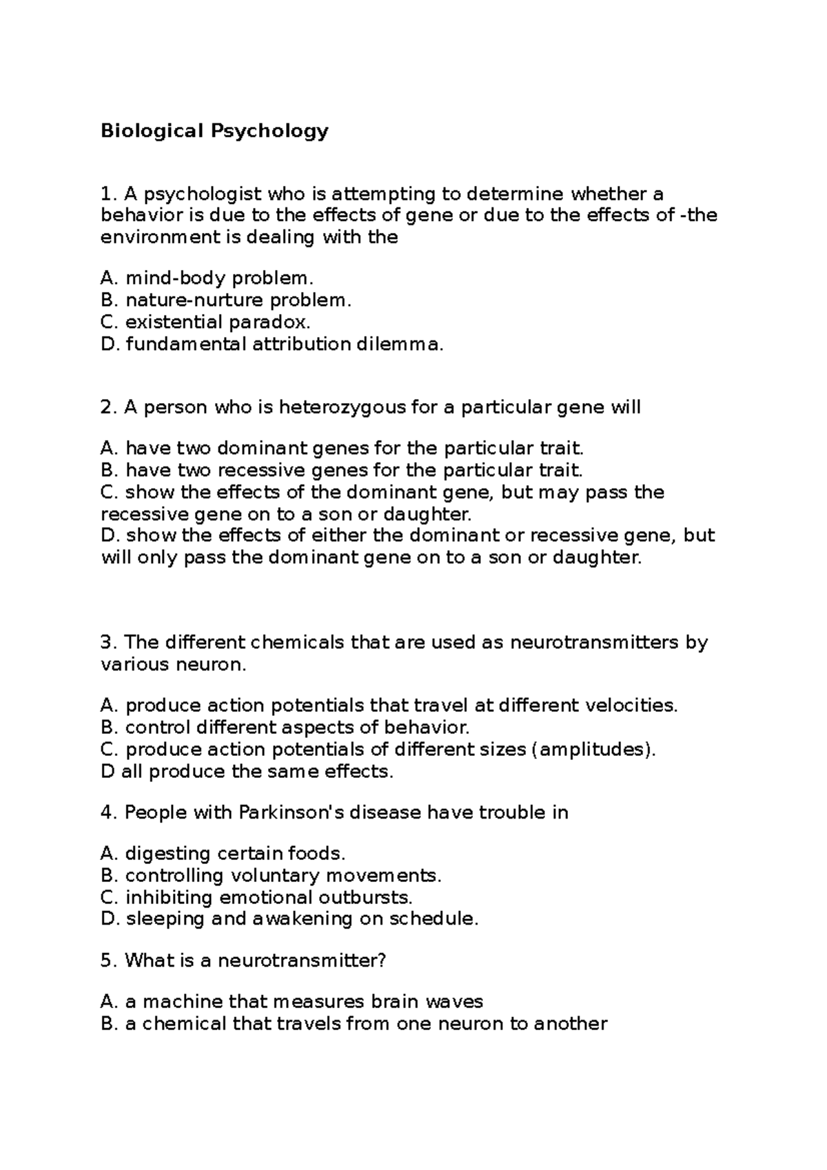 Sample/practice exam 2017, questions and answers - Biological ...