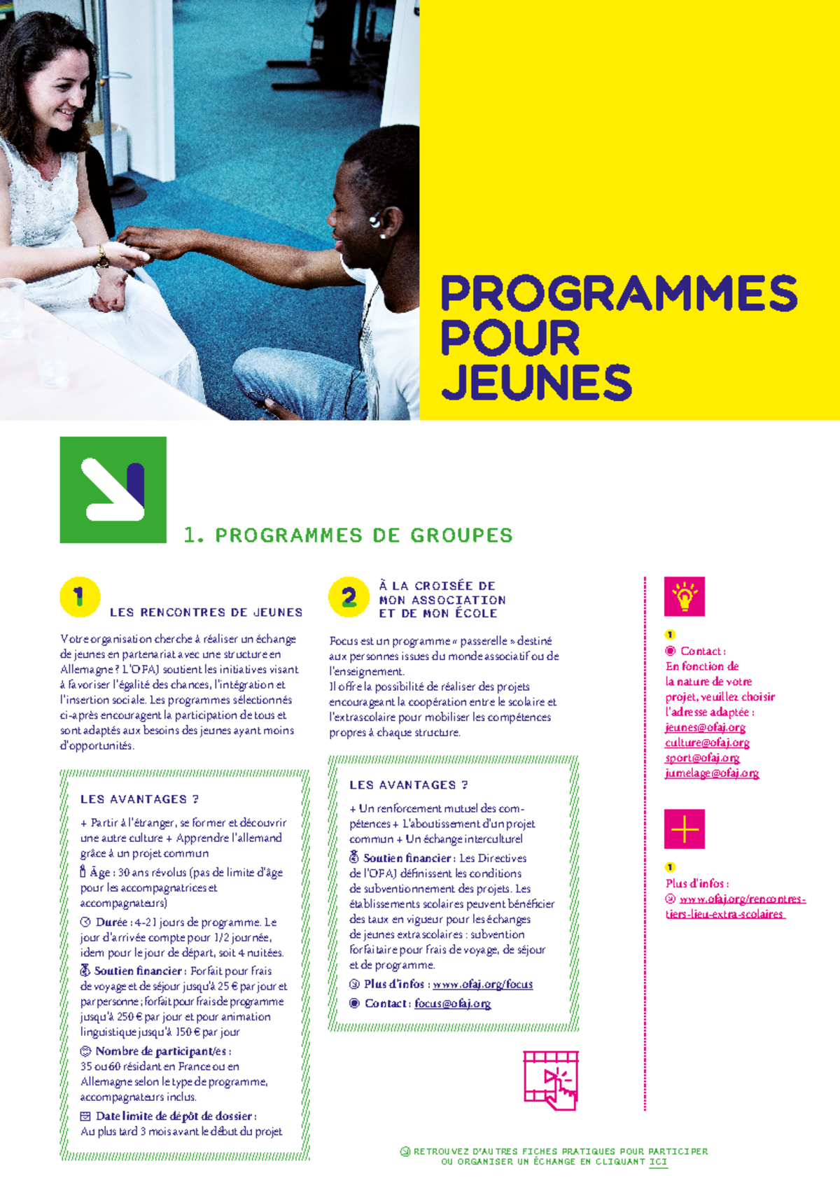 Programmes pour jeunes 1 - 1. PROGRAMMES DE GROUPES À LA CROISÉE DE MON ...