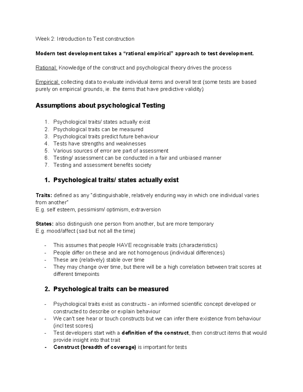 3006 PSY Final Exam Notes: Understanding Test Construction & Bias - Studocu