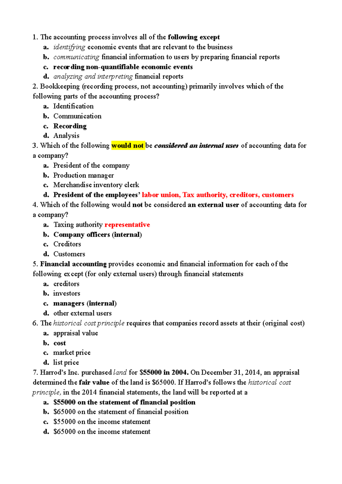 Review Midterm MCQ Solutions - Course Code ACC101 - Studocu