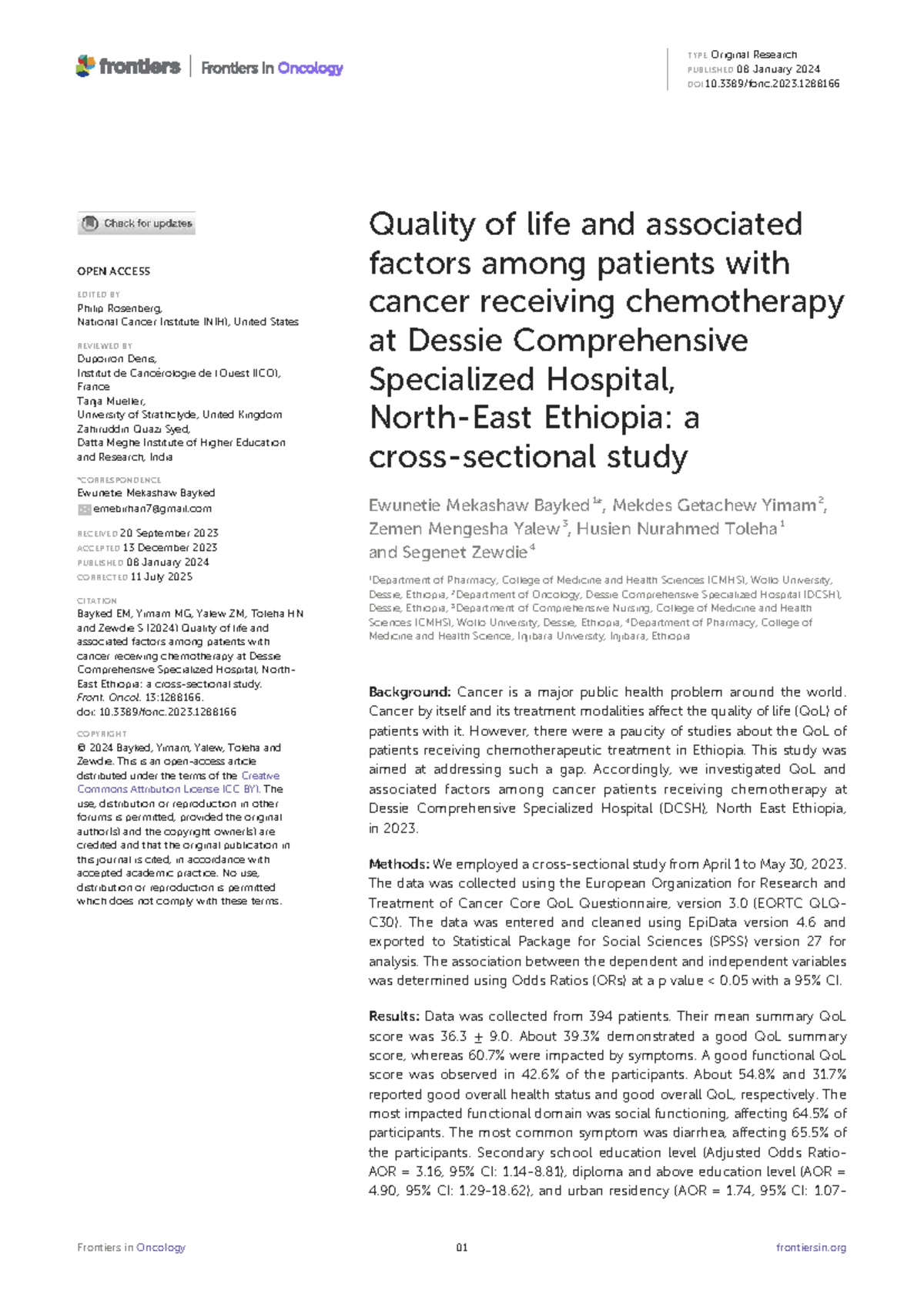Fonc-13-1288166: Quality of Life in Cancer Patients Undergoing ...