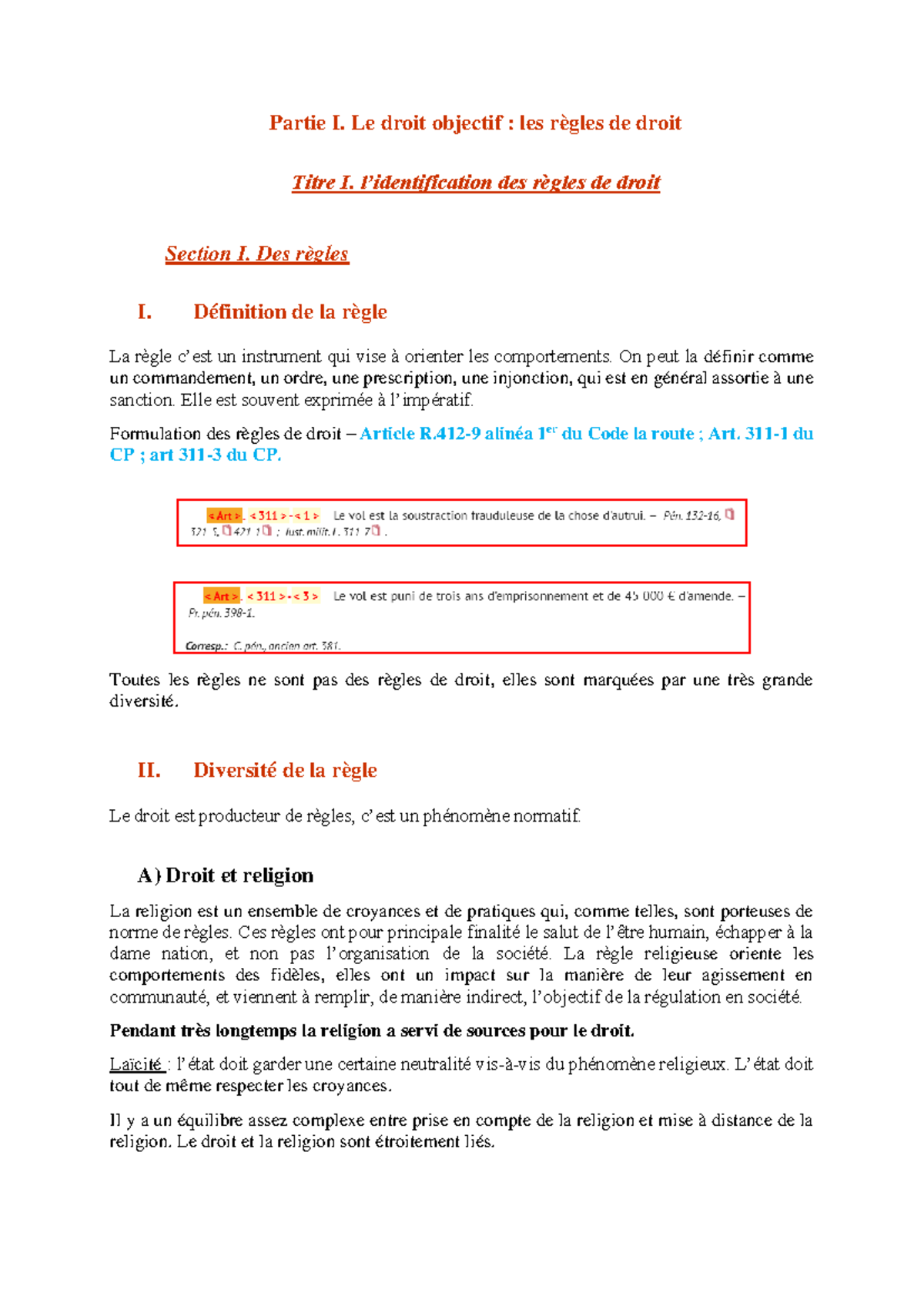 Titre I. L’identification des règles de droit - Partie I. Le droit ...