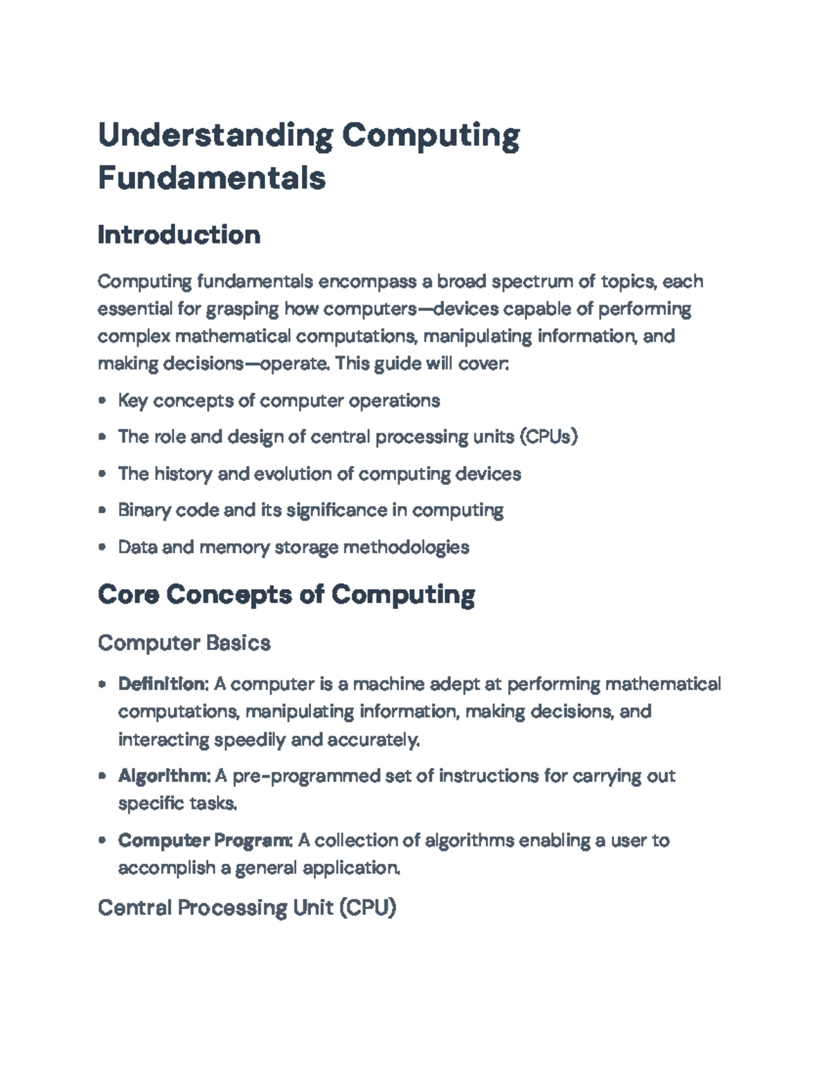Understanding Computing Fundamentals: History, Functions, and Data ...