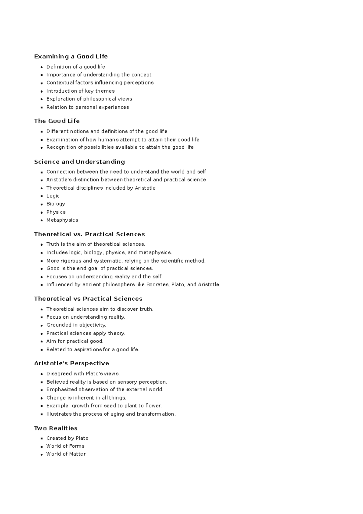 Exploring the Good Life: Insights from Science & Philosophy (ST101 ...