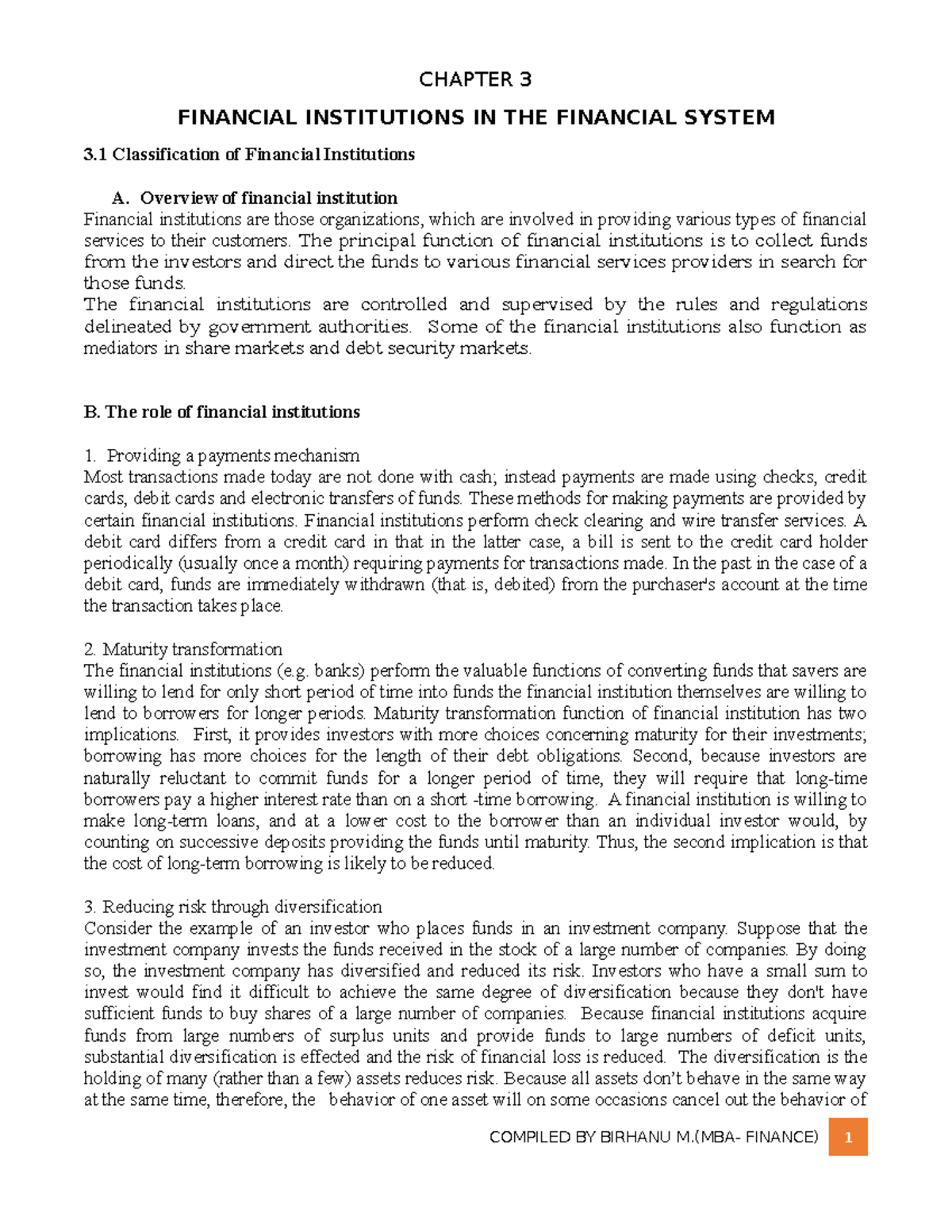 FMI C3finacial market and instituion materials and lecture note ...