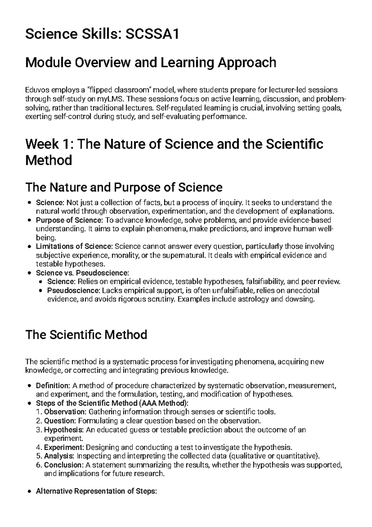Science Skills: SCSSA1 Overview and Learning Approach Notes - Studocu