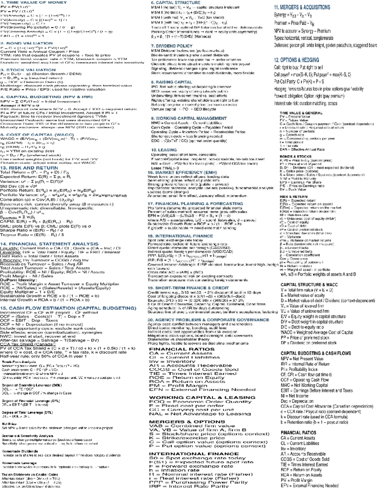 2FB3 Finance Cheat Sheet: Key Concepts & Formulas for Final Exam - Studocu