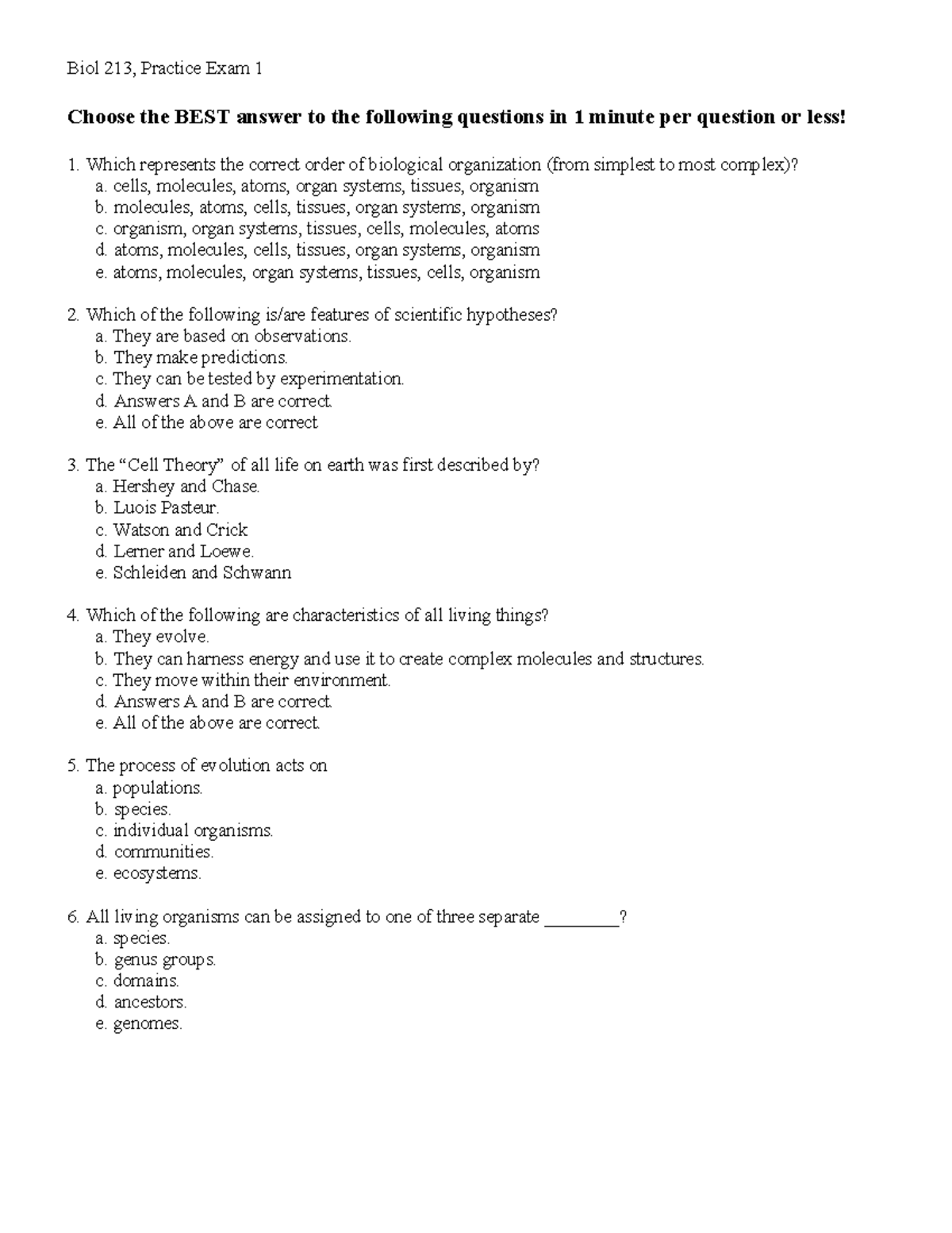 213 Practice Exam 1 Review 2024S: Key Concepts & Answers - Studocu