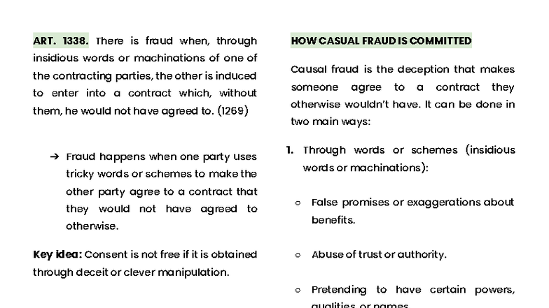 Fraud in Contracts: Understanding Causal and Incidental Fraud (ART ...