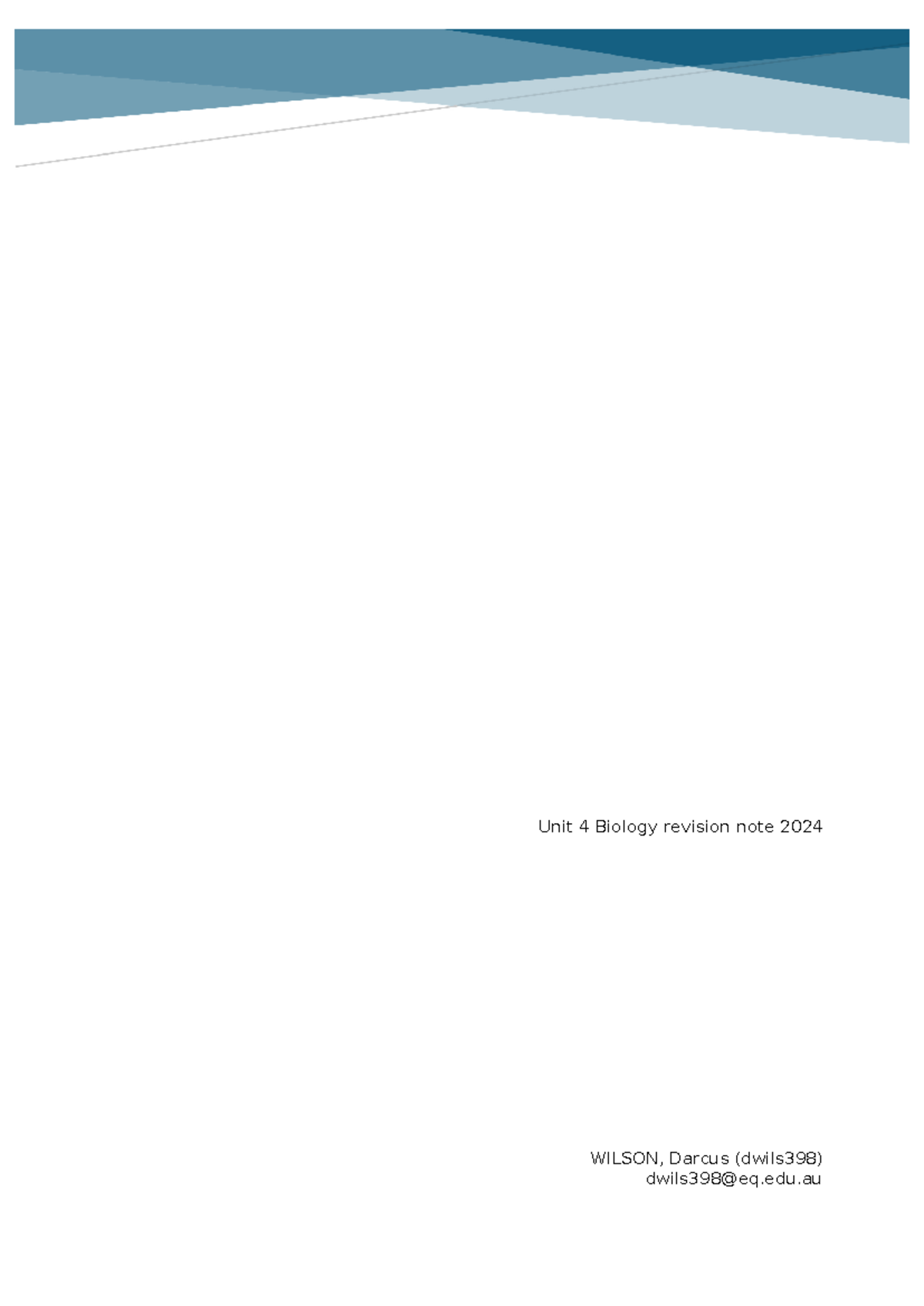 Unit 4 Topic 1 - ####### Unit 4 Biology revision note 2024 ...