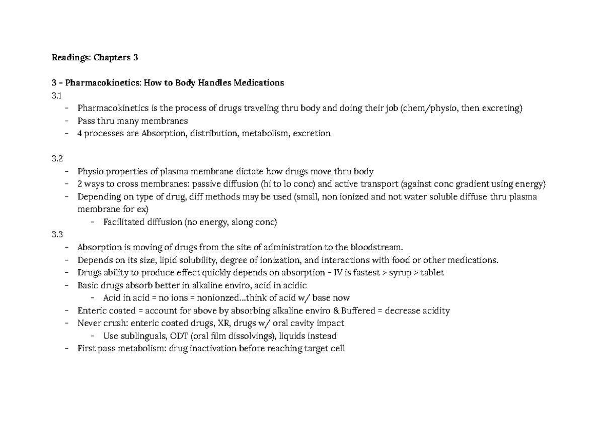 Pharmacokinetics Overview: How the Body Handles Medications (Ch. 3 ...