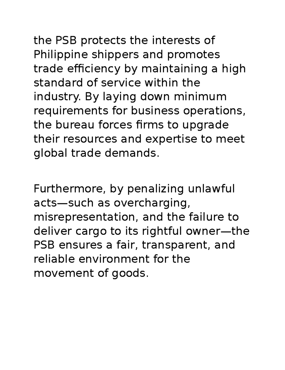 Rules Governing Freight Forwarding - the PSB protects the interests of ...