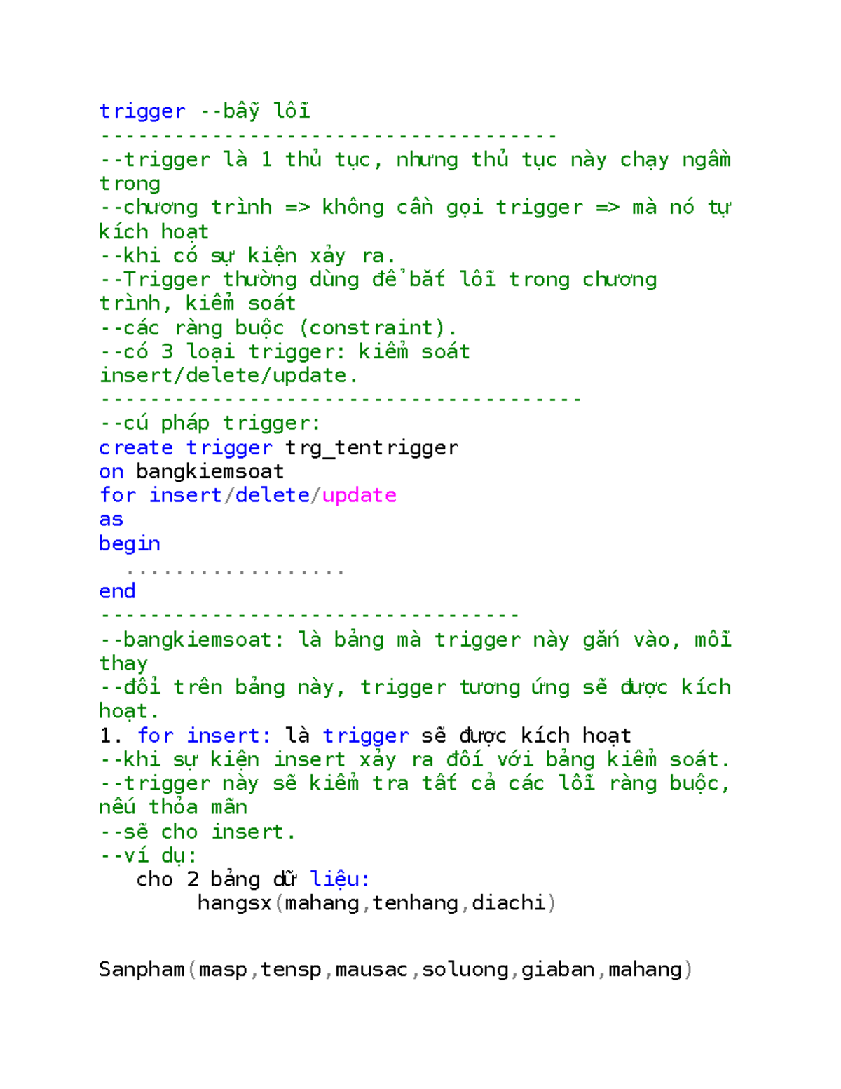 Thực Hành Trigger trong SQL: Kiểm Soát Ràng Buộc và Xử Lý Dữ Liệu - Studocu
