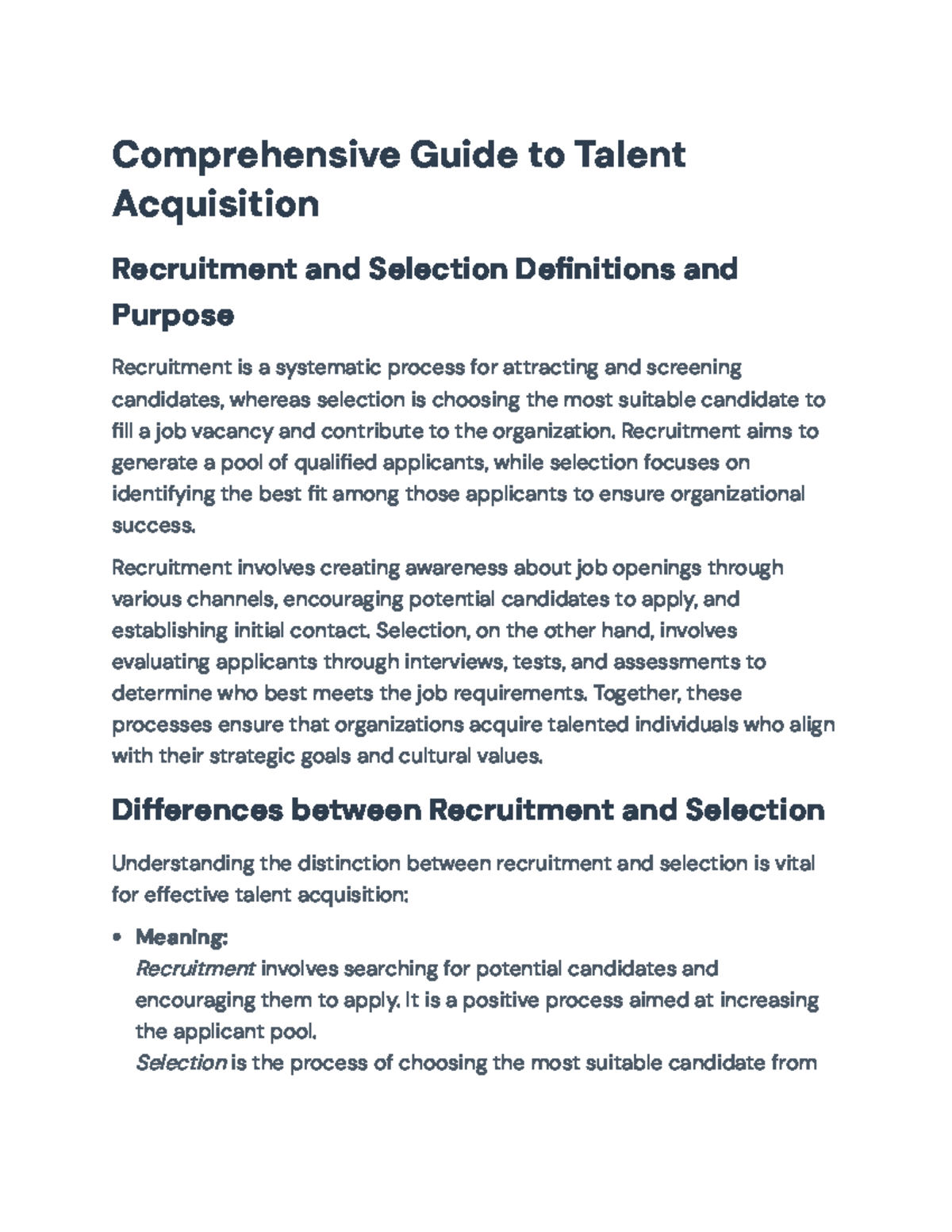 Comprehensive Guide to Talent Acquisition: Recruitment & Selection ...