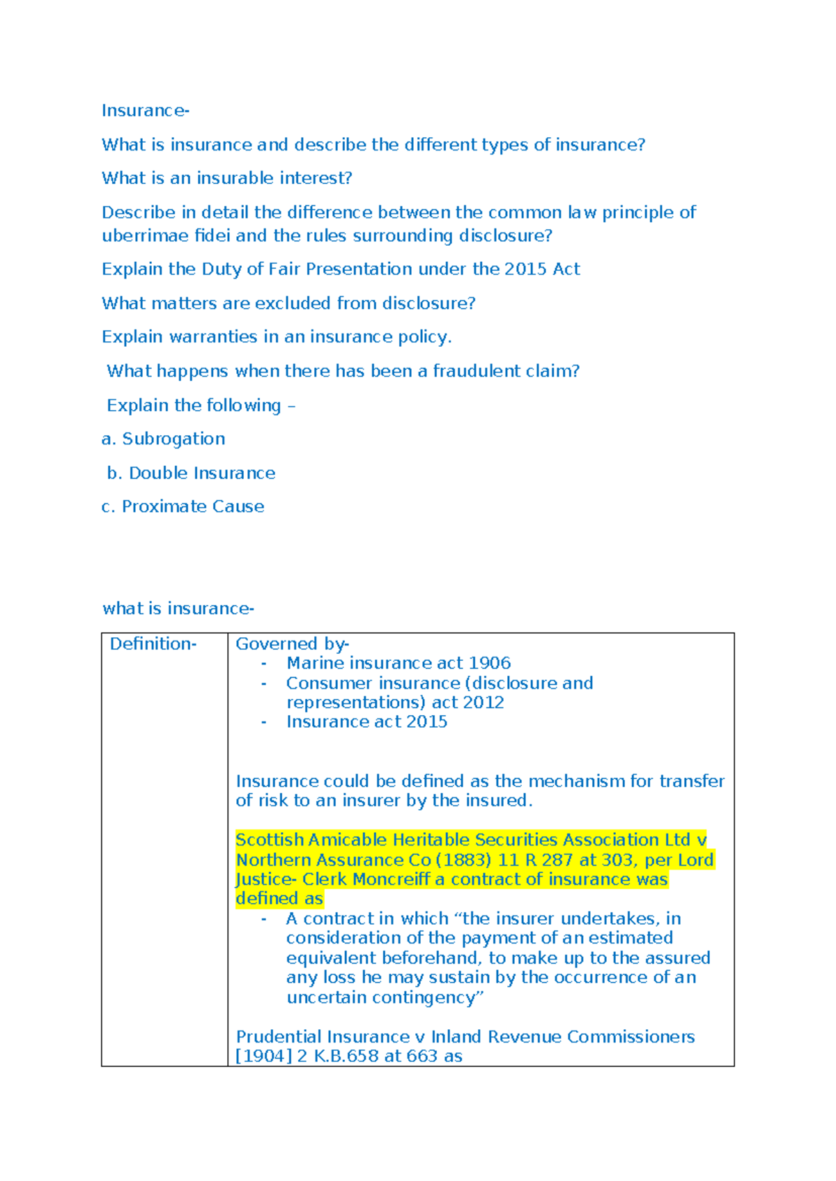 Insurance commercial exam - Insurance- What is insurance and describe ...