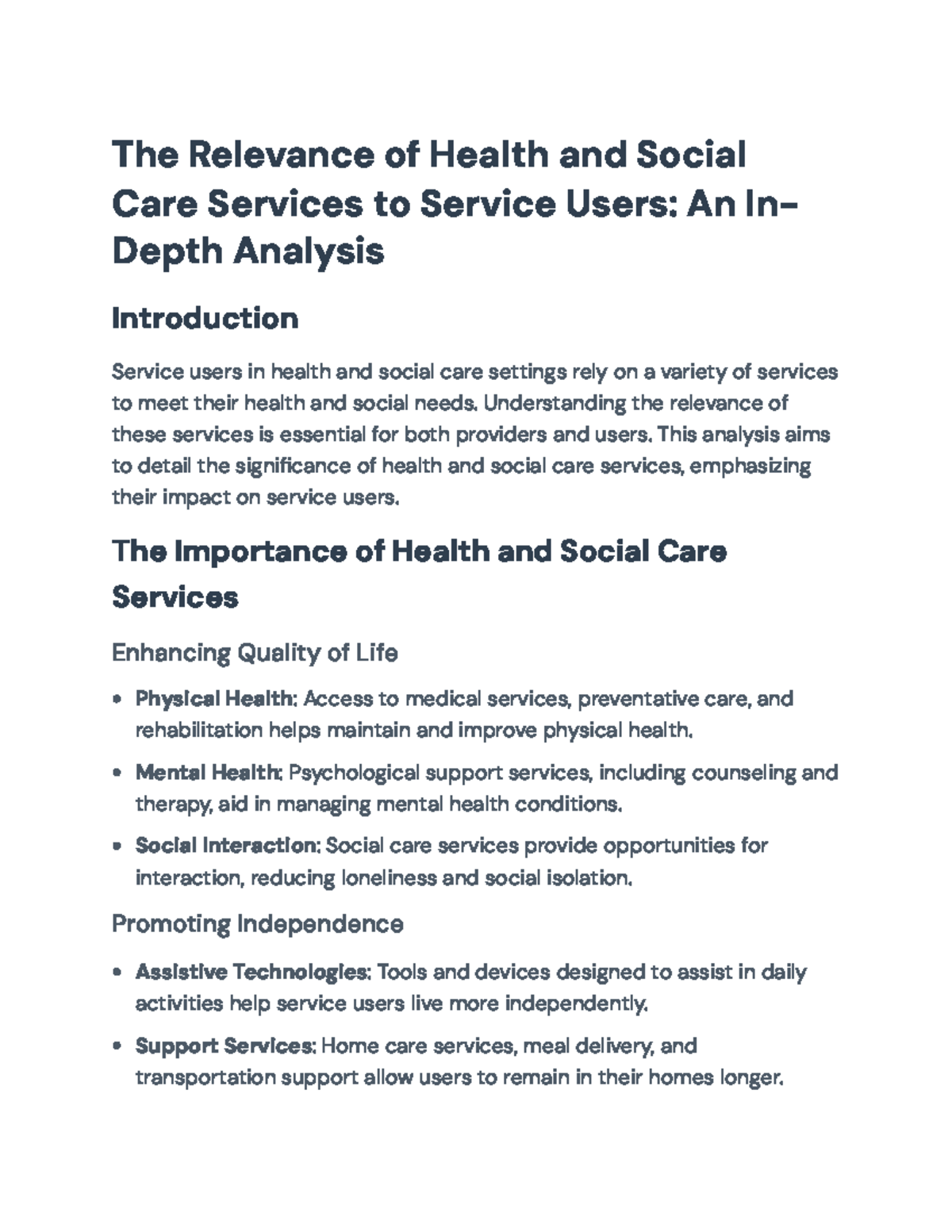 Health and Social Care Services: An In-Depth Analysis of Their ...