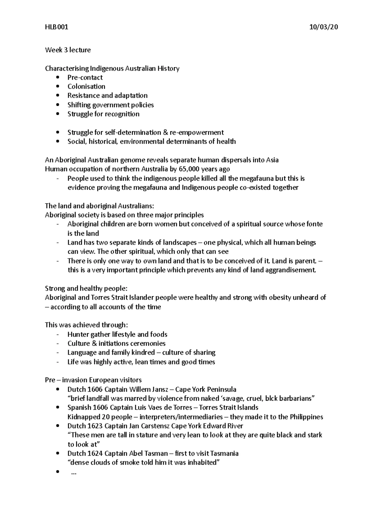 Week 1 lecture notes - HLB001 25. Week 1 lecture notes this week – unit ...