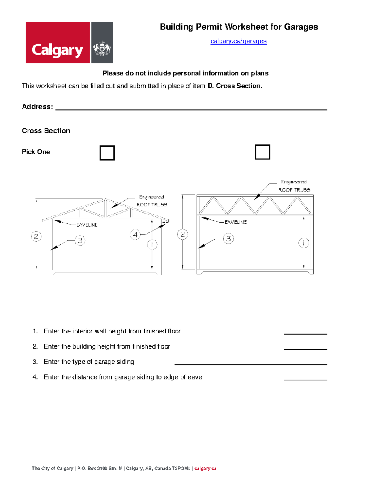Worksheet-garage - aaaa - Building Permit Worksheet for Garages calgary ...