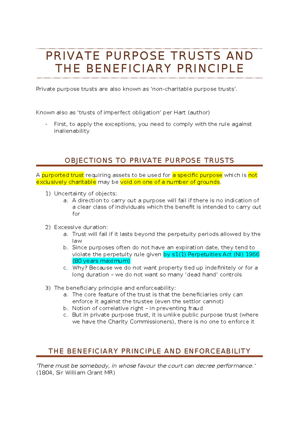 04 Private Purpose Trusts and the Beneficiary Principle - P R I V A T E ...