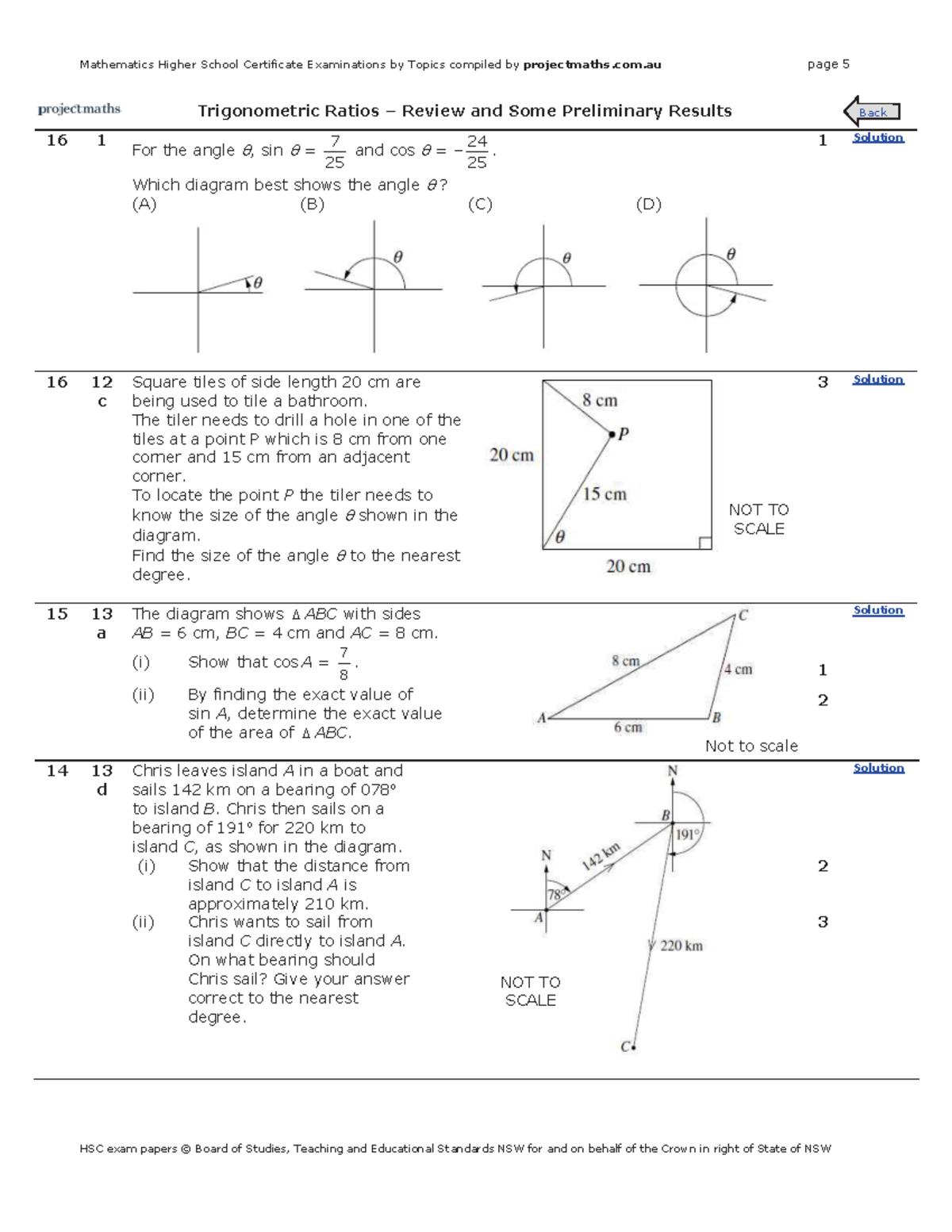 HSC Mathematics Trigonometric Ratios Review - Past Paper Questions ...