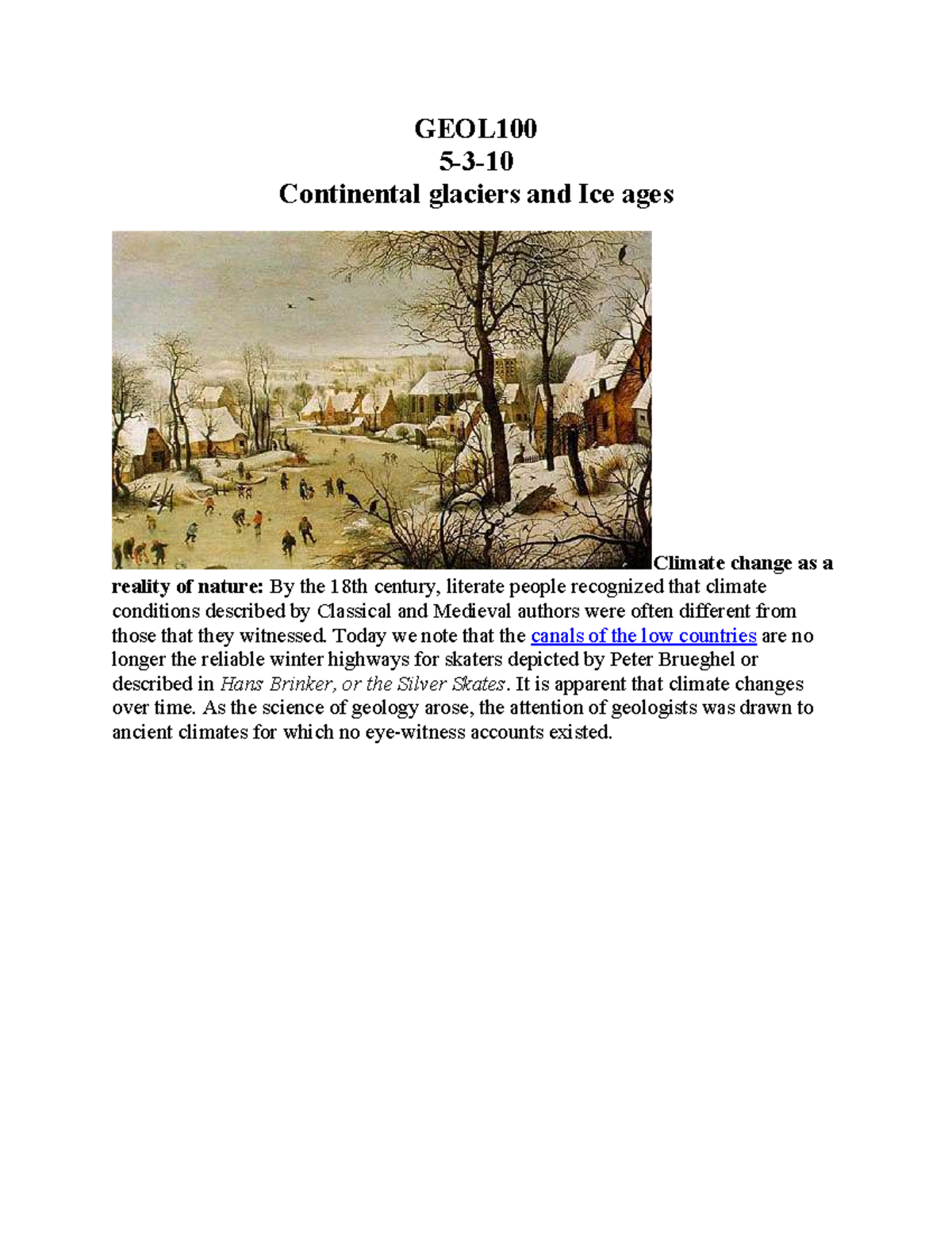 GEOL100 Lecture: Understanding Continental Glaciers and Ice Ages - Studocu