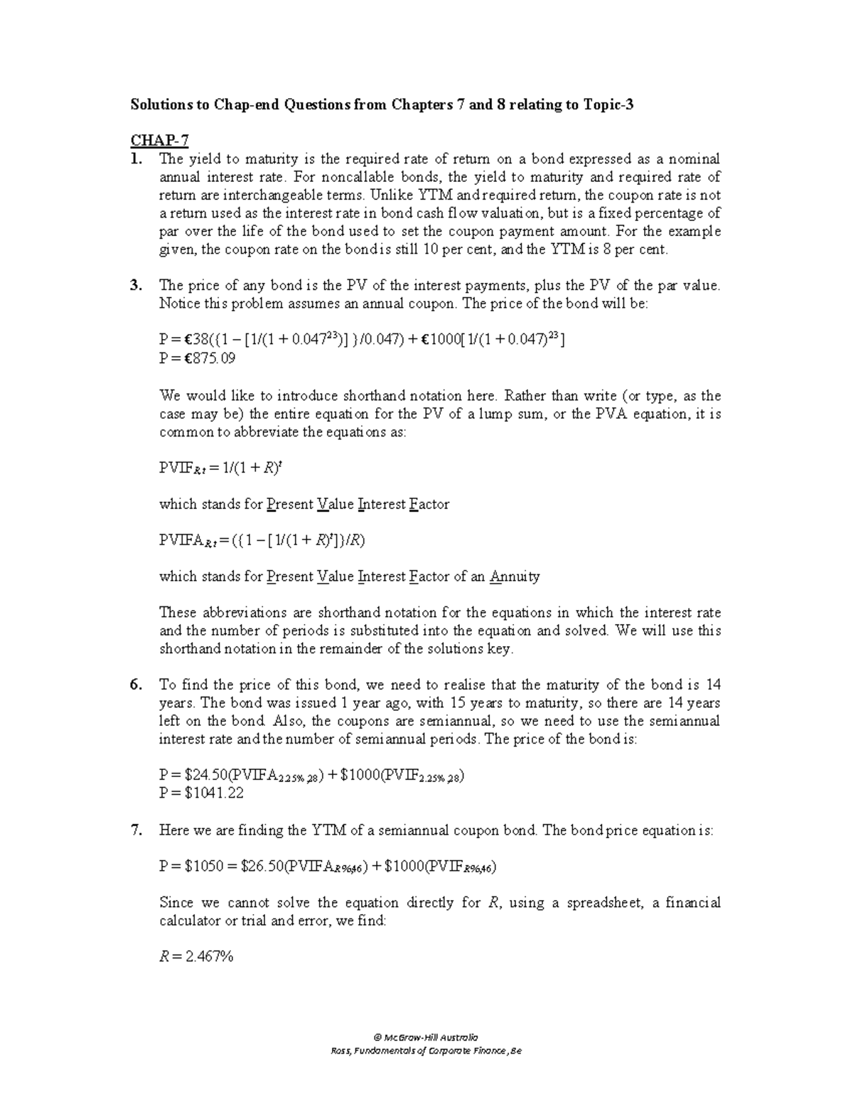 Chaps 7 & 8: Solutions to Tutorial Questions on Topic-3 - Studocu
