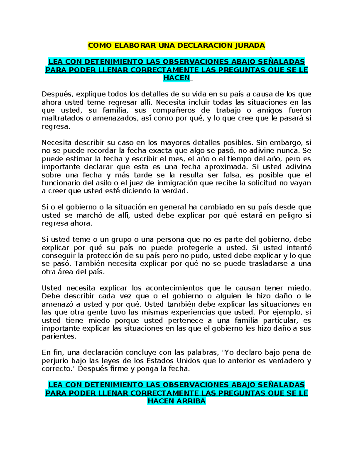 Guía para Elaborar una Declaración Jurada de Asilo 1038374057 - Studocu