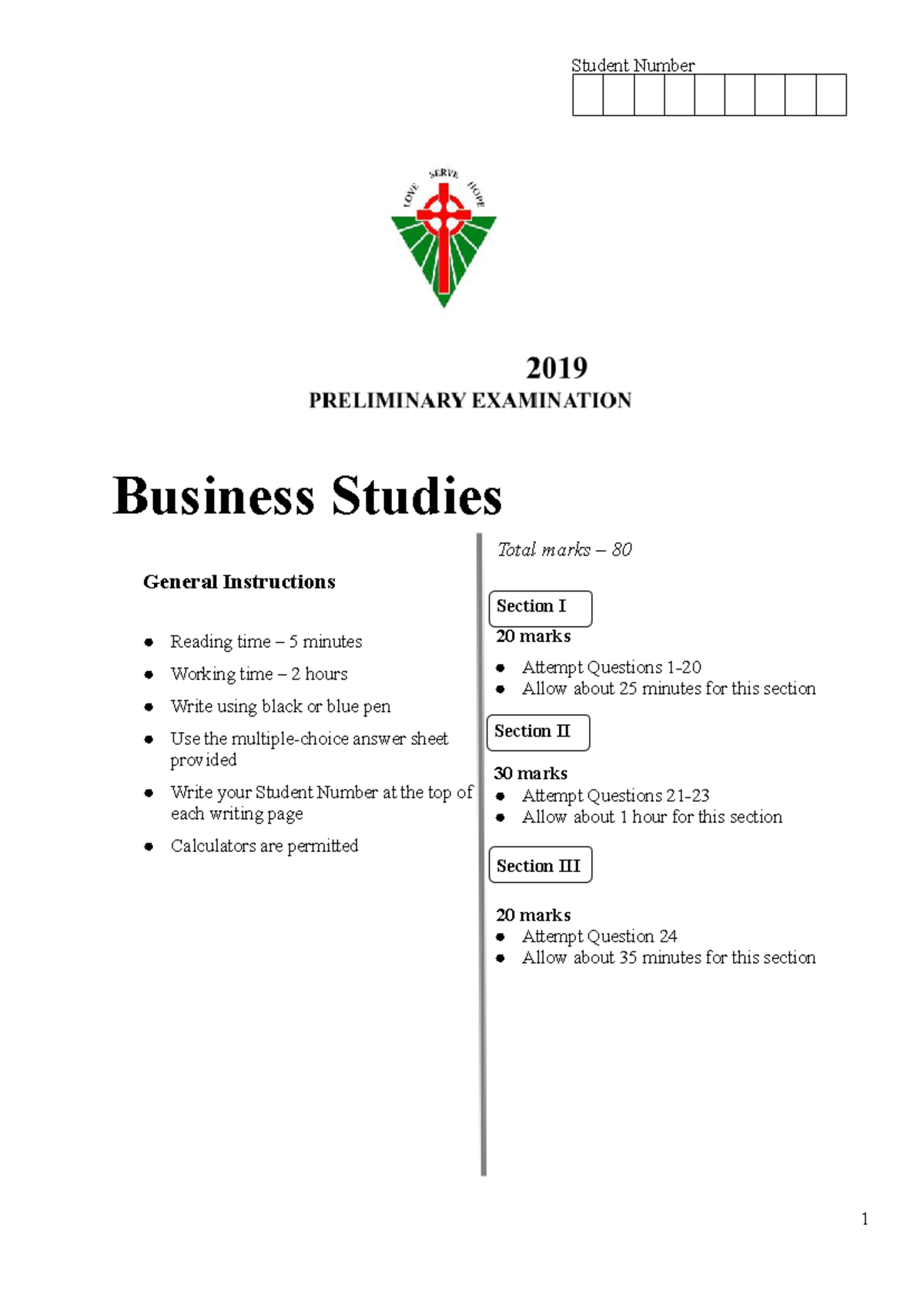 2019 Business Studies Preliminary Exam - Total Marks 80 - Studocu
