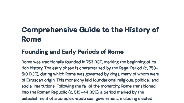 Comprehensive Overview of Early Roman History and Legal Reforms - Studocu
