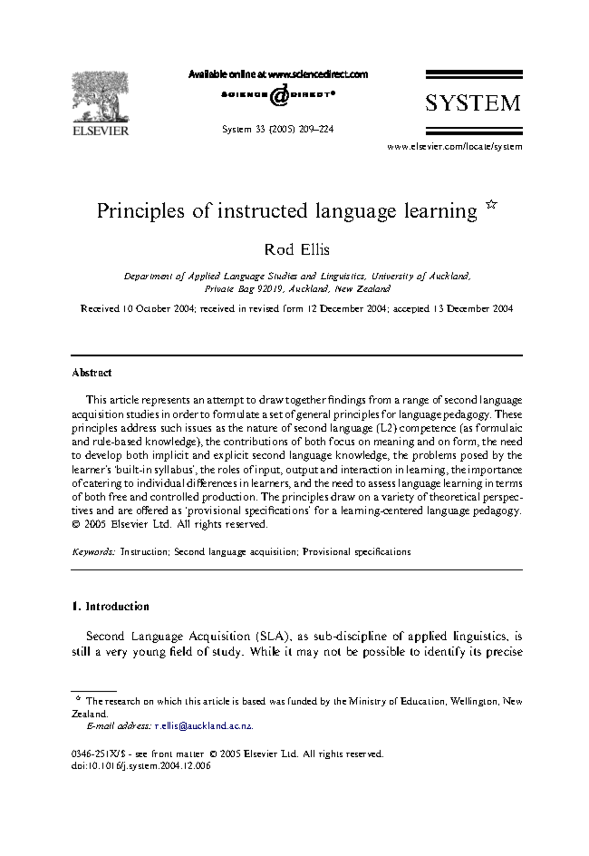 Principles of Instructed Language Learning: Insights by Rod Ellis - Studocu