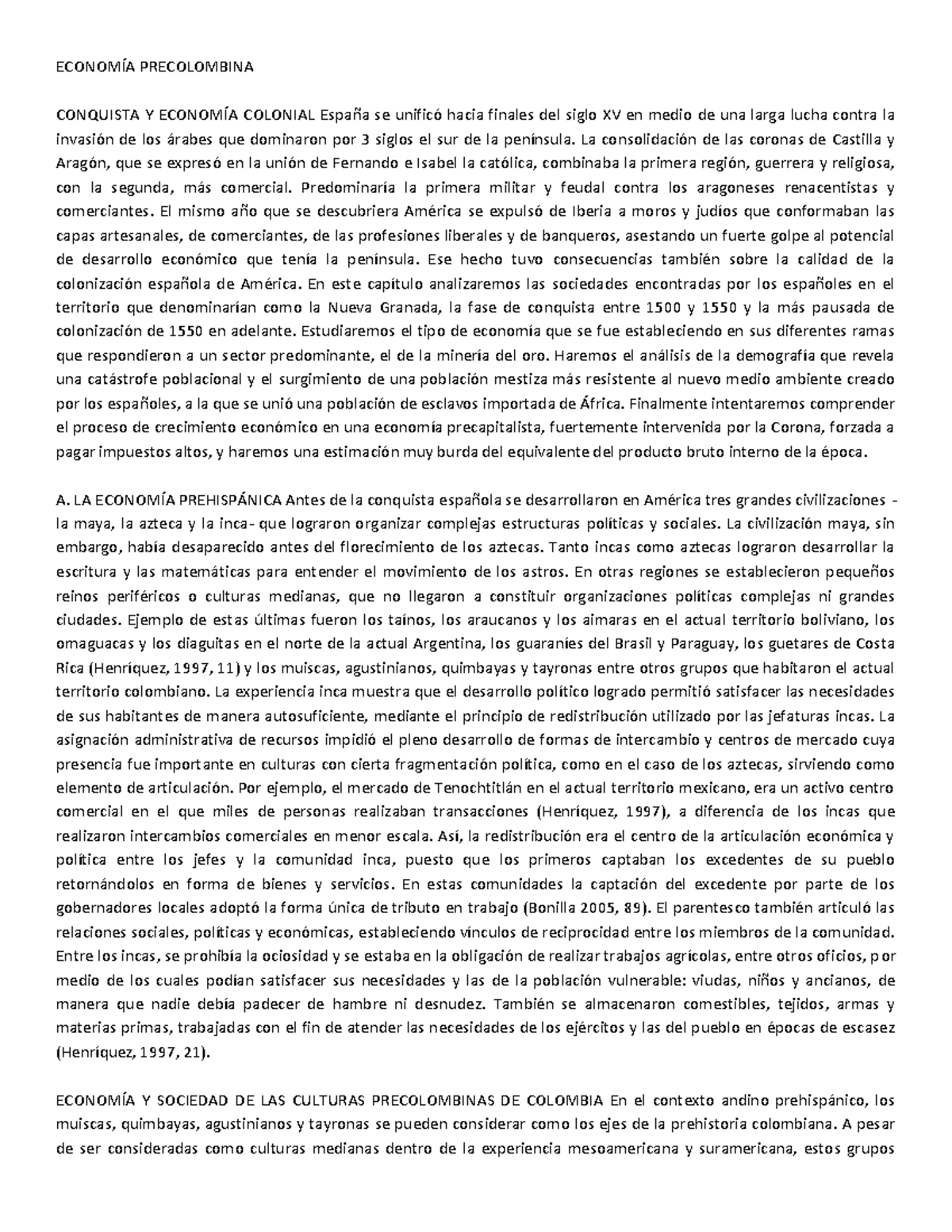 Economía Precolombinaaaaaaaaaaa - ECONOMÍA PRECOLOMBINA CONQUISTA Y ...