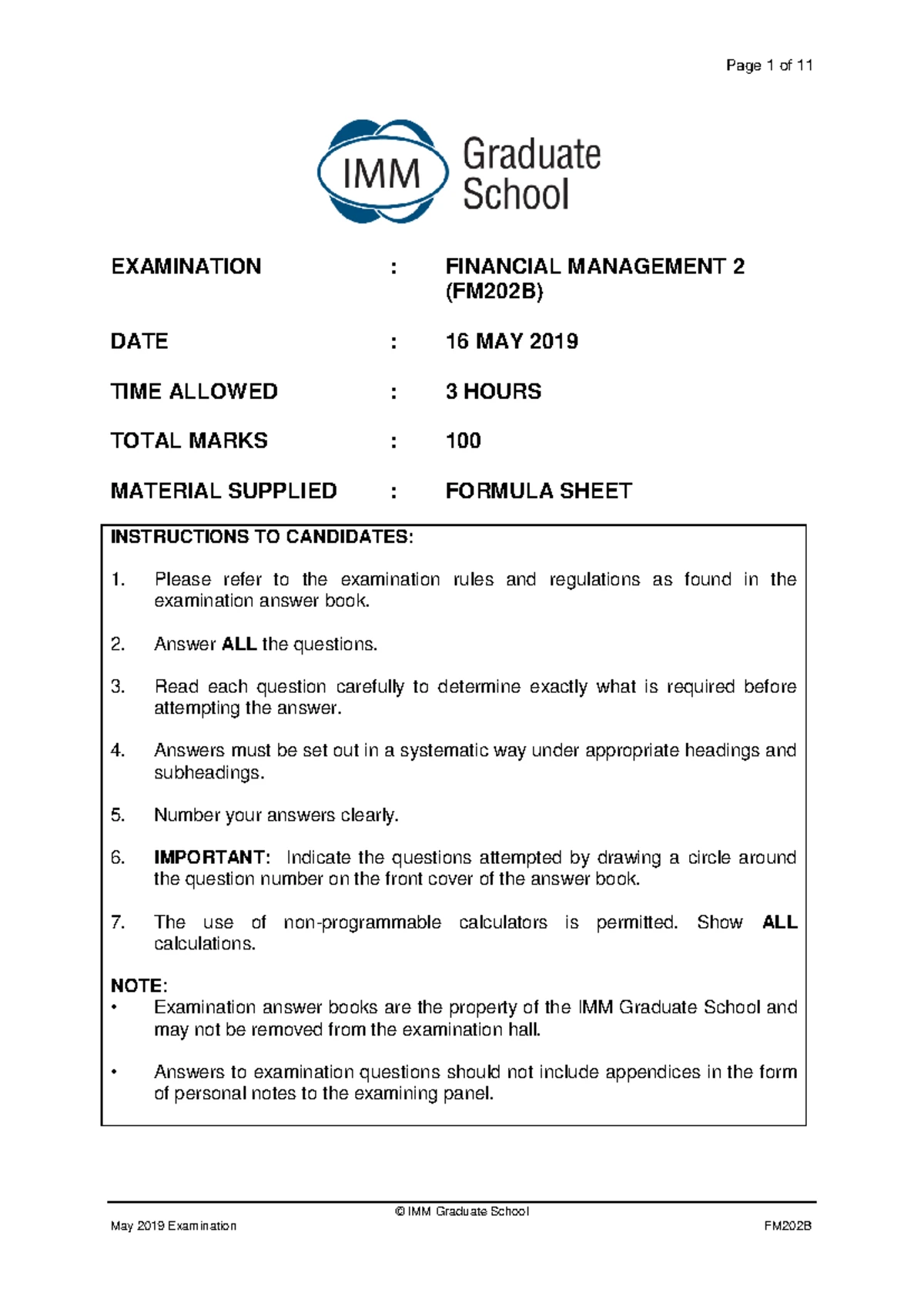 FM202B Financial Management Assignment 2 Question Paper 2020 - Studocu