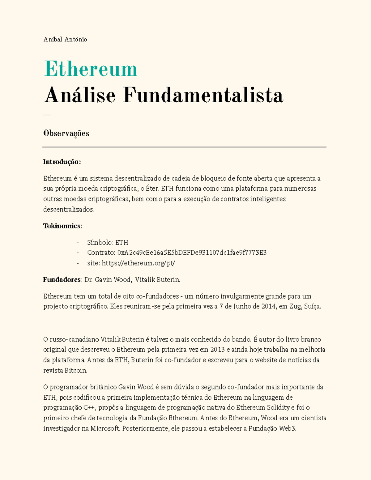 Ethereum: Análise Fundamentalista e Tokenomics - 4 5864241573071424506 -  Studocu