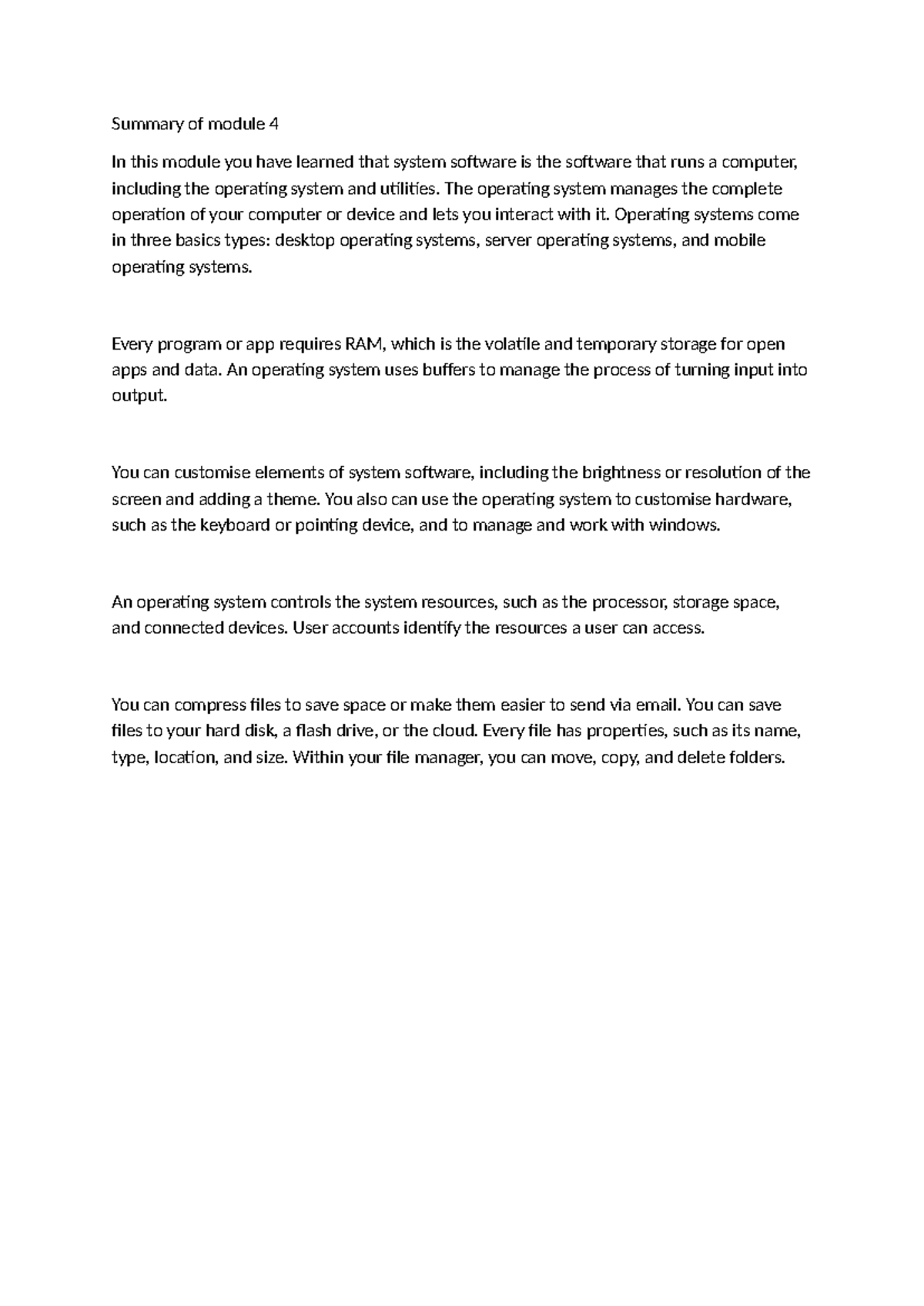 Module 4 Notes: Overview of System Software and Operating Systems - Studocu