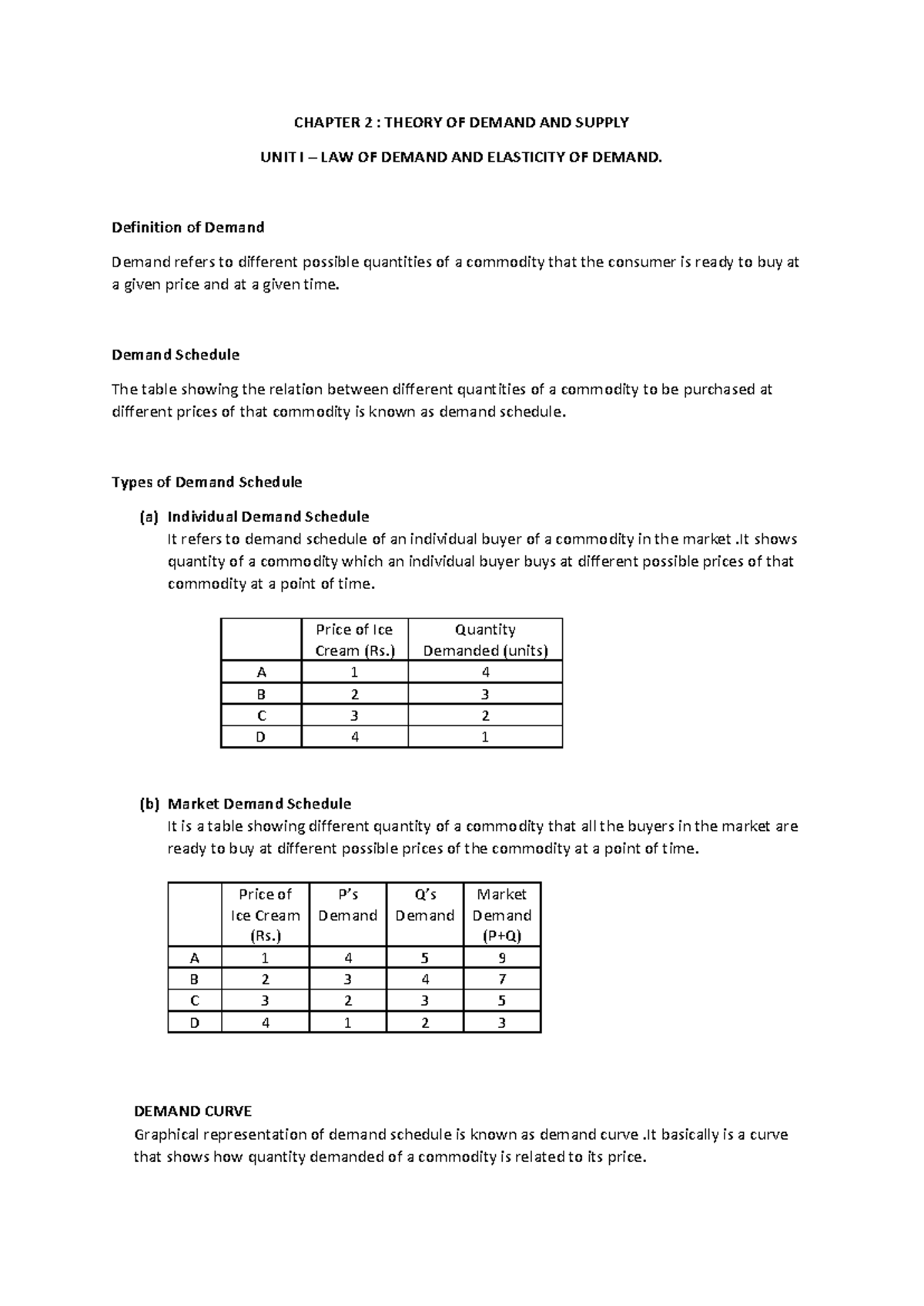 Chapter 2: Theory of Demand and Supply - Studocu
