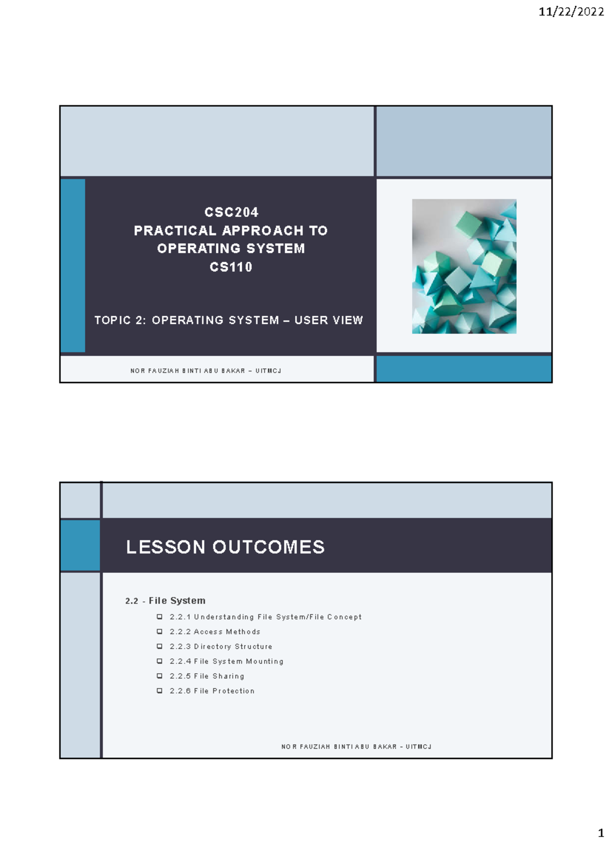 2.2 FILE System - NOTE - CSC PRACTICAL APPROACH TO OPERATING SYSTEM CS ...