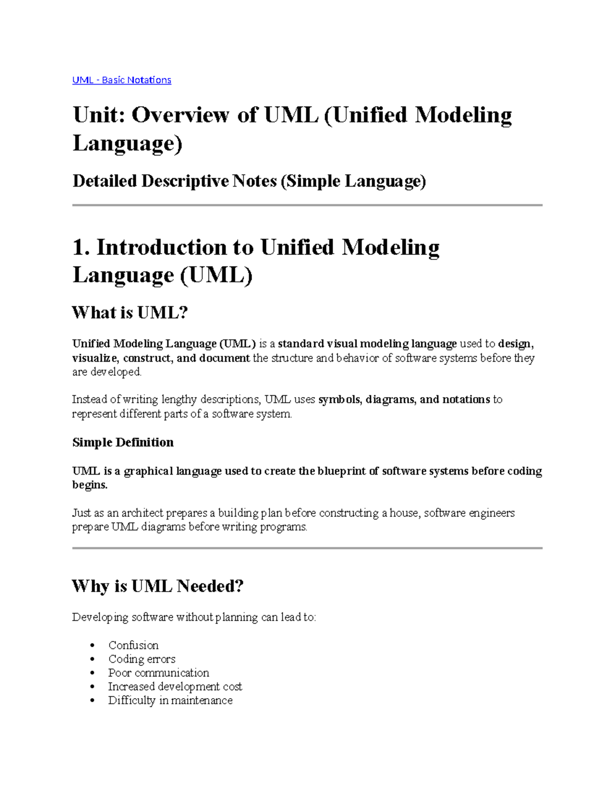 UML Basic Notations: Overview and Detailed Notes (Unit 2) - Studocu