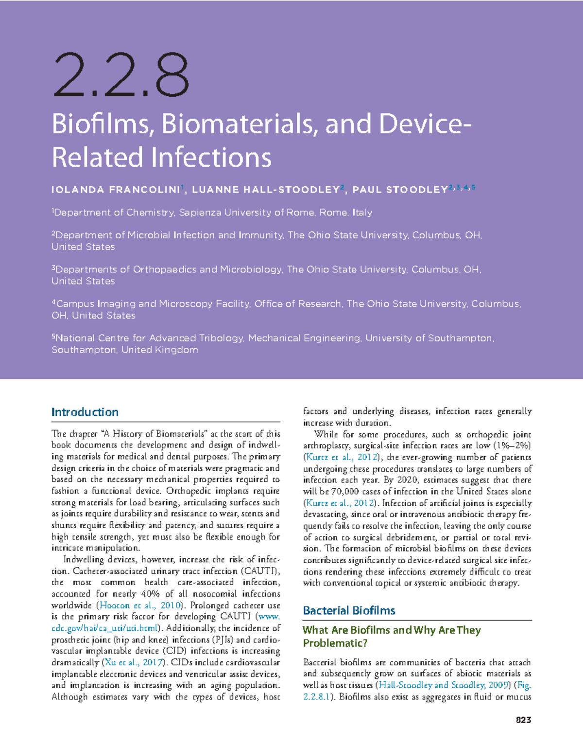 **BIO 823: Biofilms in Medical Devices & Antimicrobial Approaches ...