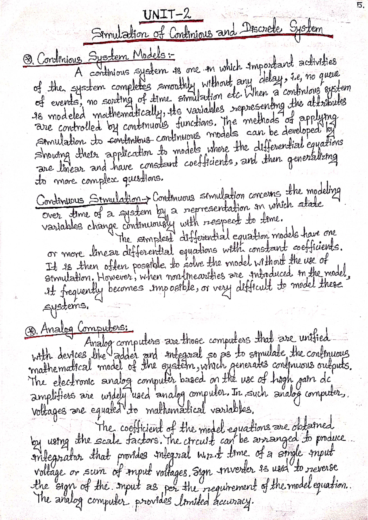 Simulation Unit 2: Detailed Notes on Continuous and Discrete Systems ...