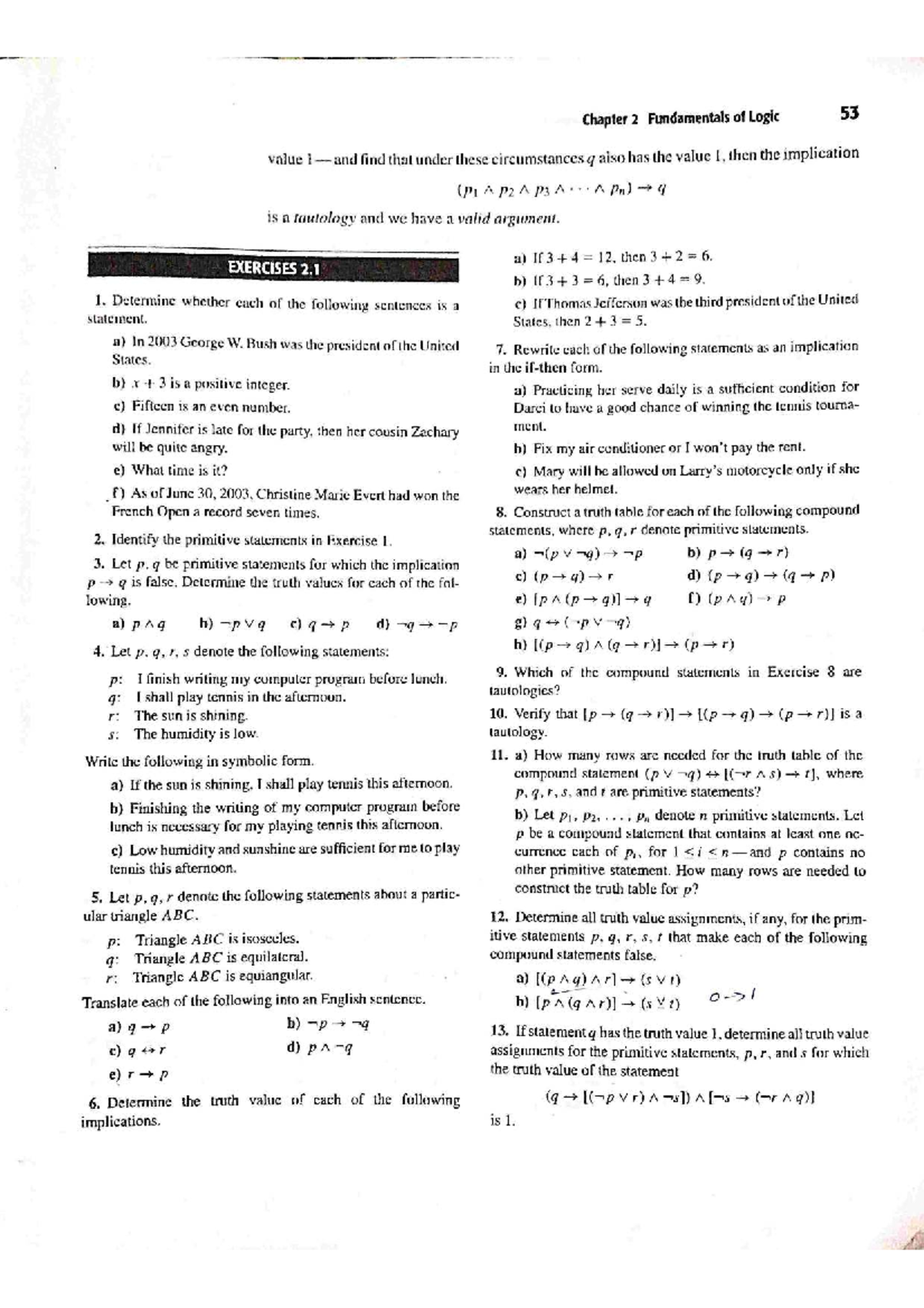 Chapter 2: Fundamentals of Logic - Discrete and Combinatorial ...