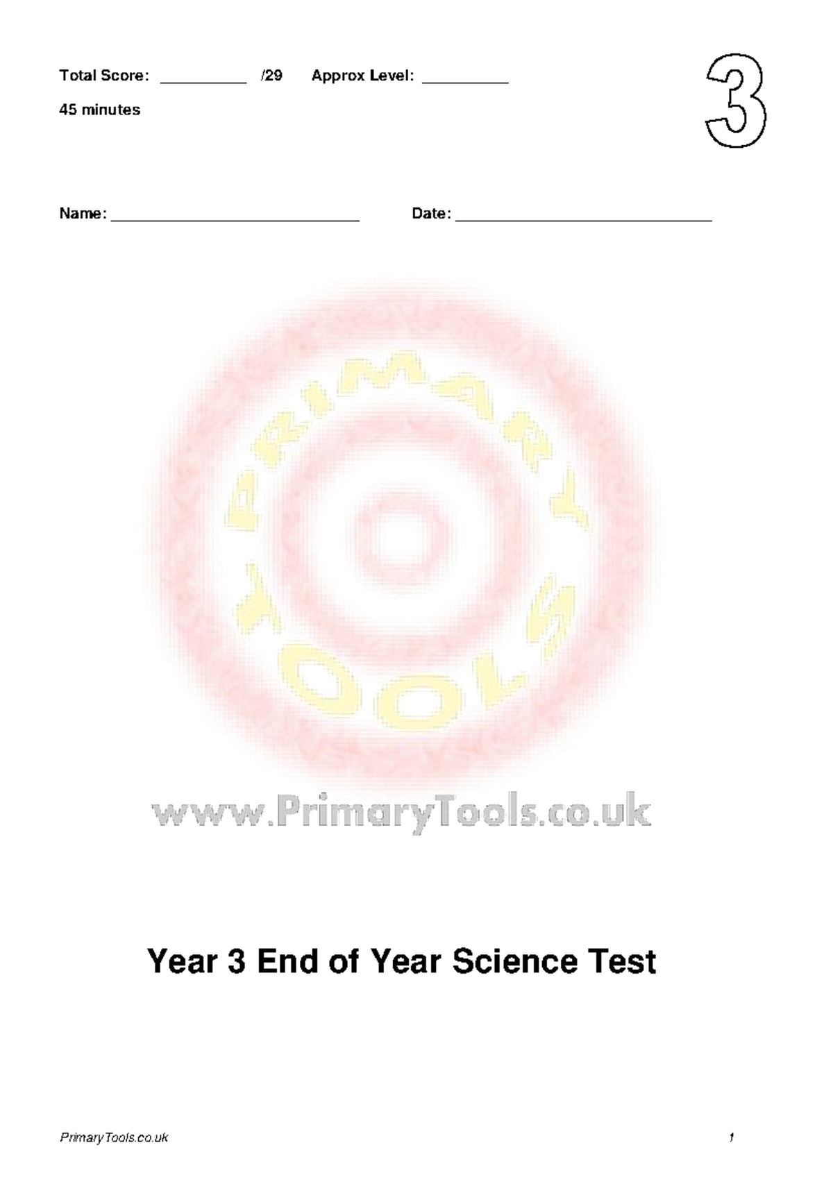 Yr 3 Science End of Year Test with Answers - Studocu
