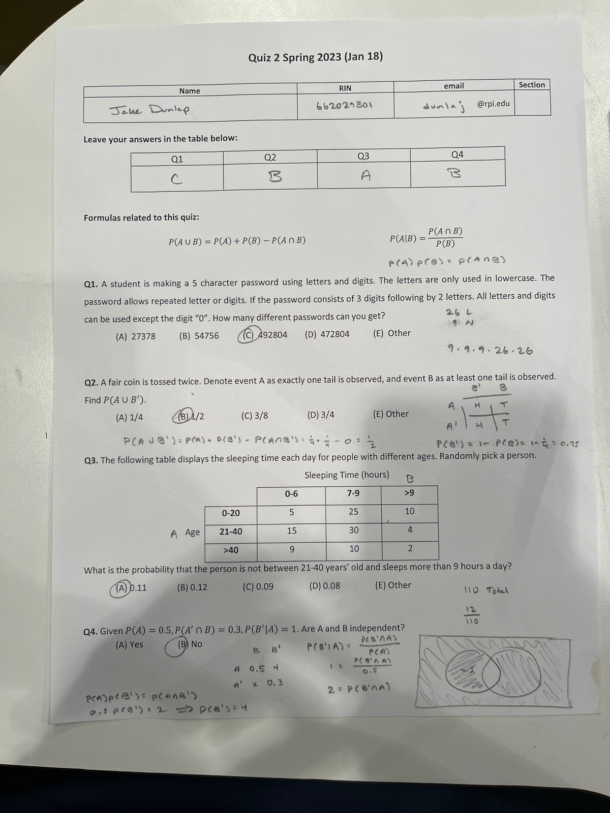 Quiz 2 Solutions & Formulas - Spring 2023 Analysis - Studocu